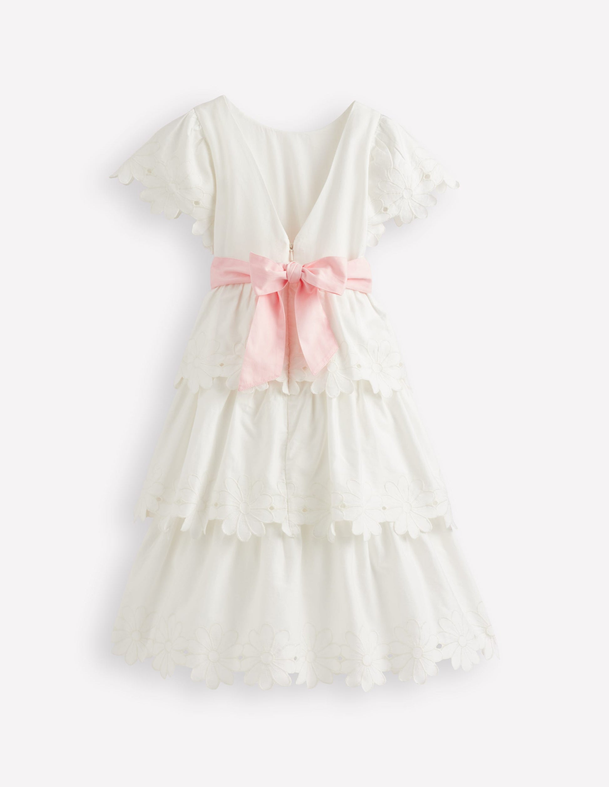 Flower Hem Occasion Dress-Soft Ivory-4