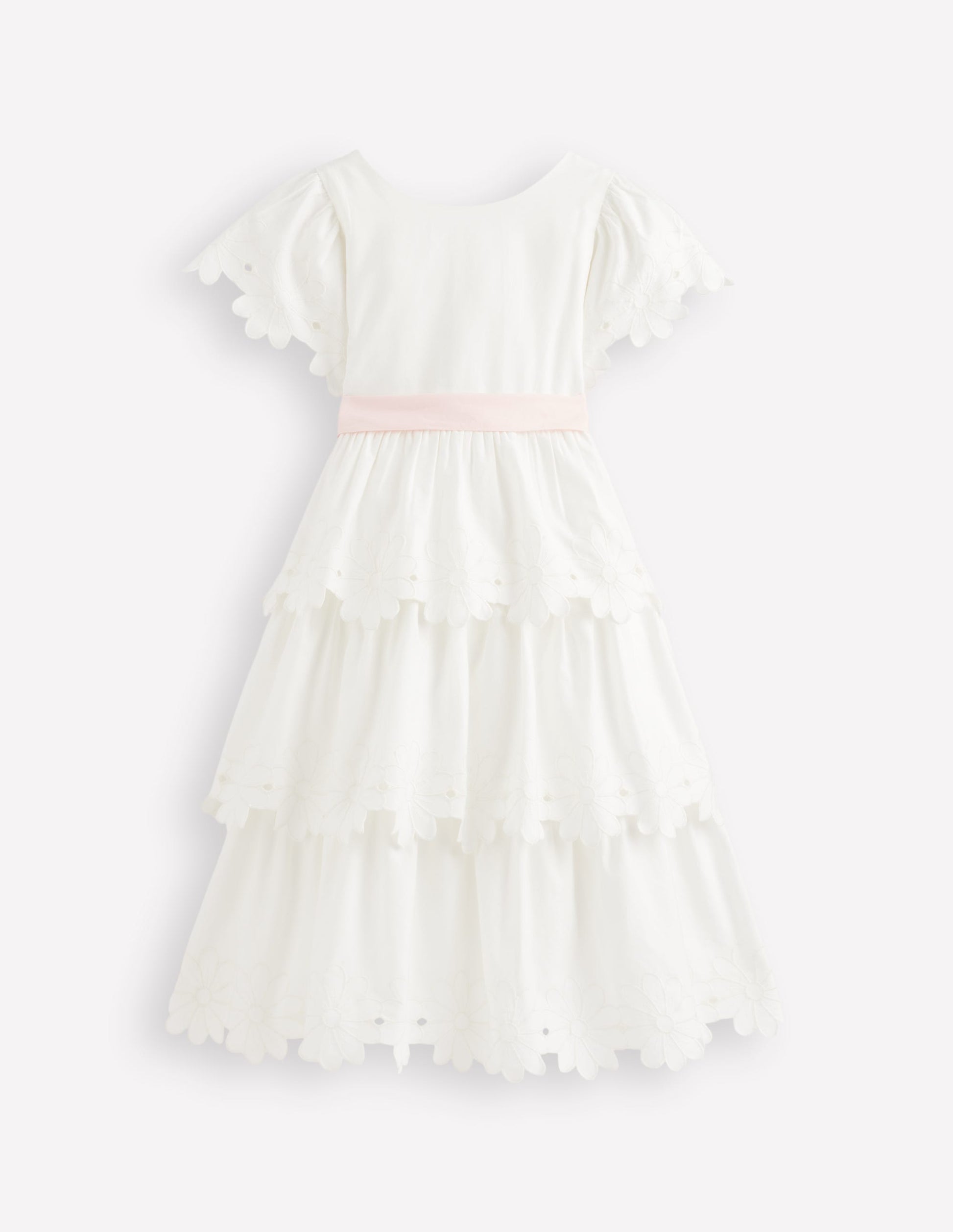 Flower Hem Occasion Dress-Soft Ivory-3