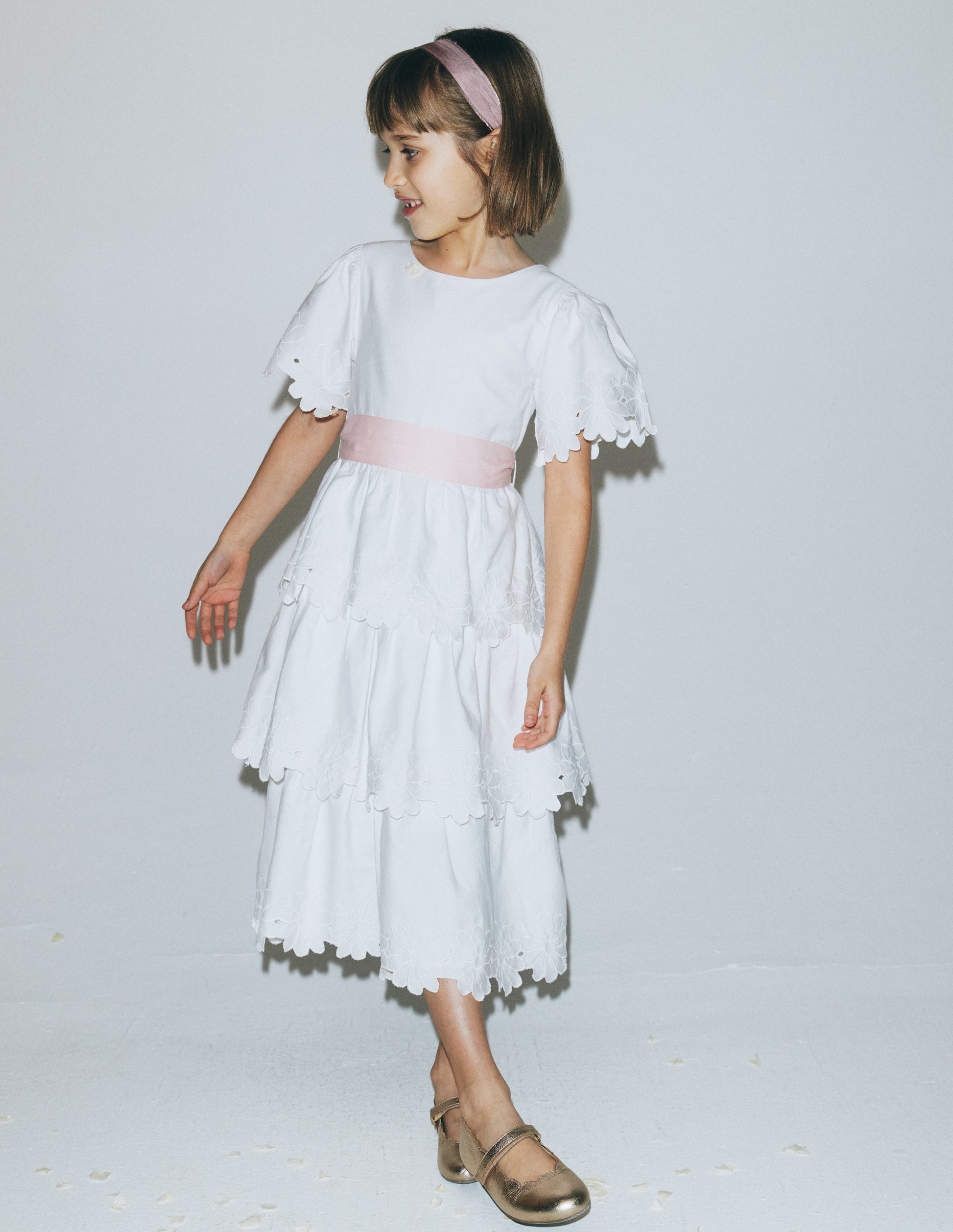 Flower Hem Occasion Dress-Soft Ivory-1