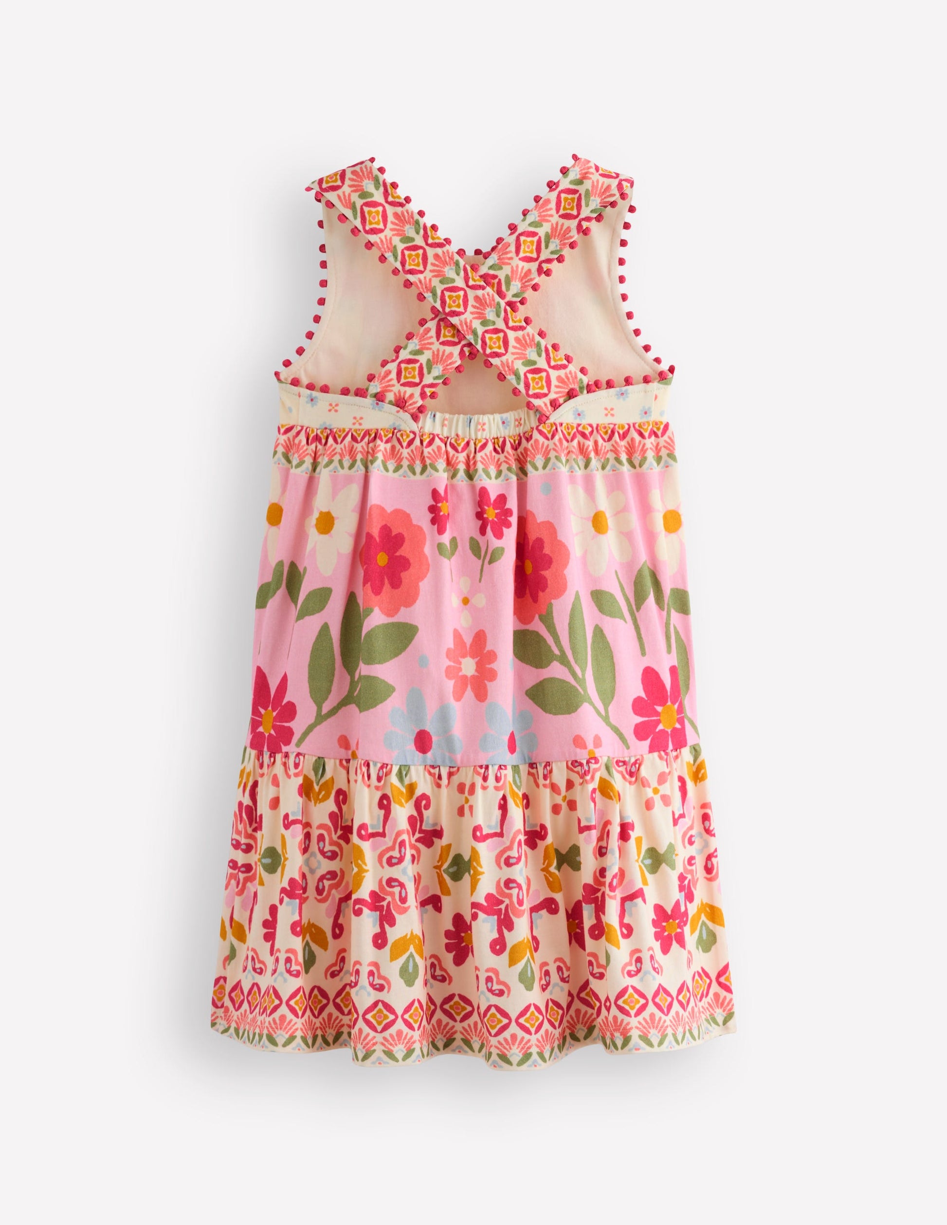 Jersey-Kleid mit gekreuzten Rückenträgern-Kuddelmuddel Blumenmuster-2