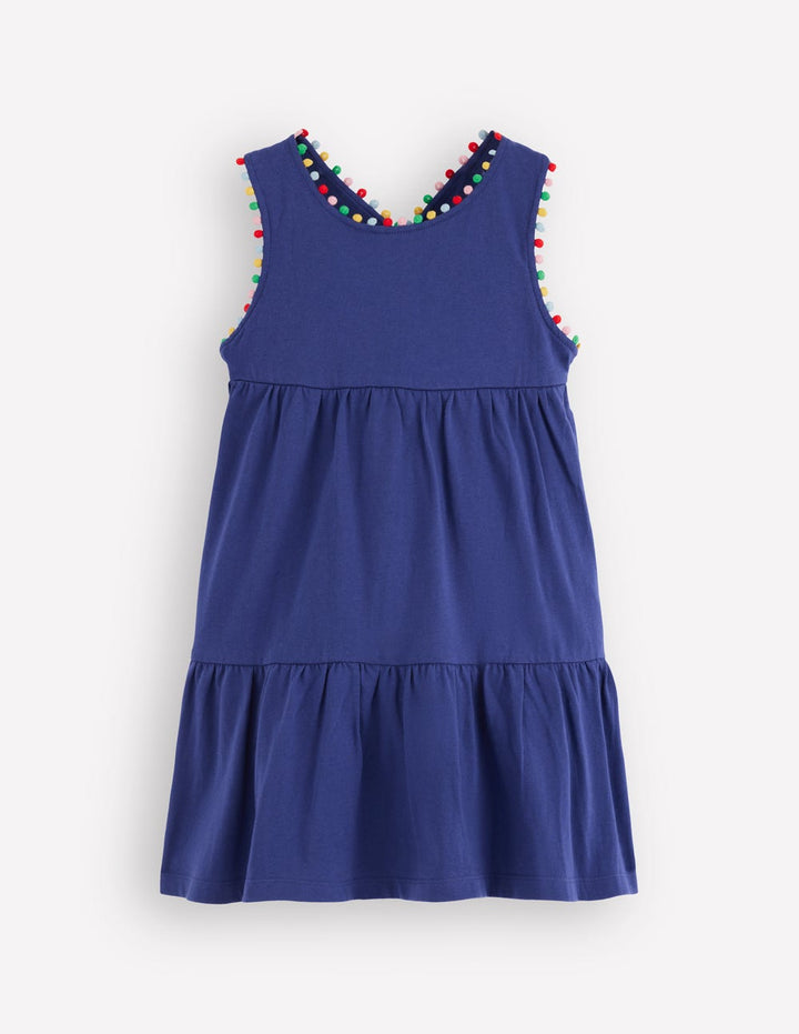 Jersey-Kleid mit gekreuzten Rückenträgern-Steuerbordblau