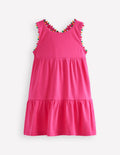 Jersey-Kleid mit gekreuzten Rückenträgern-Flamingorosa