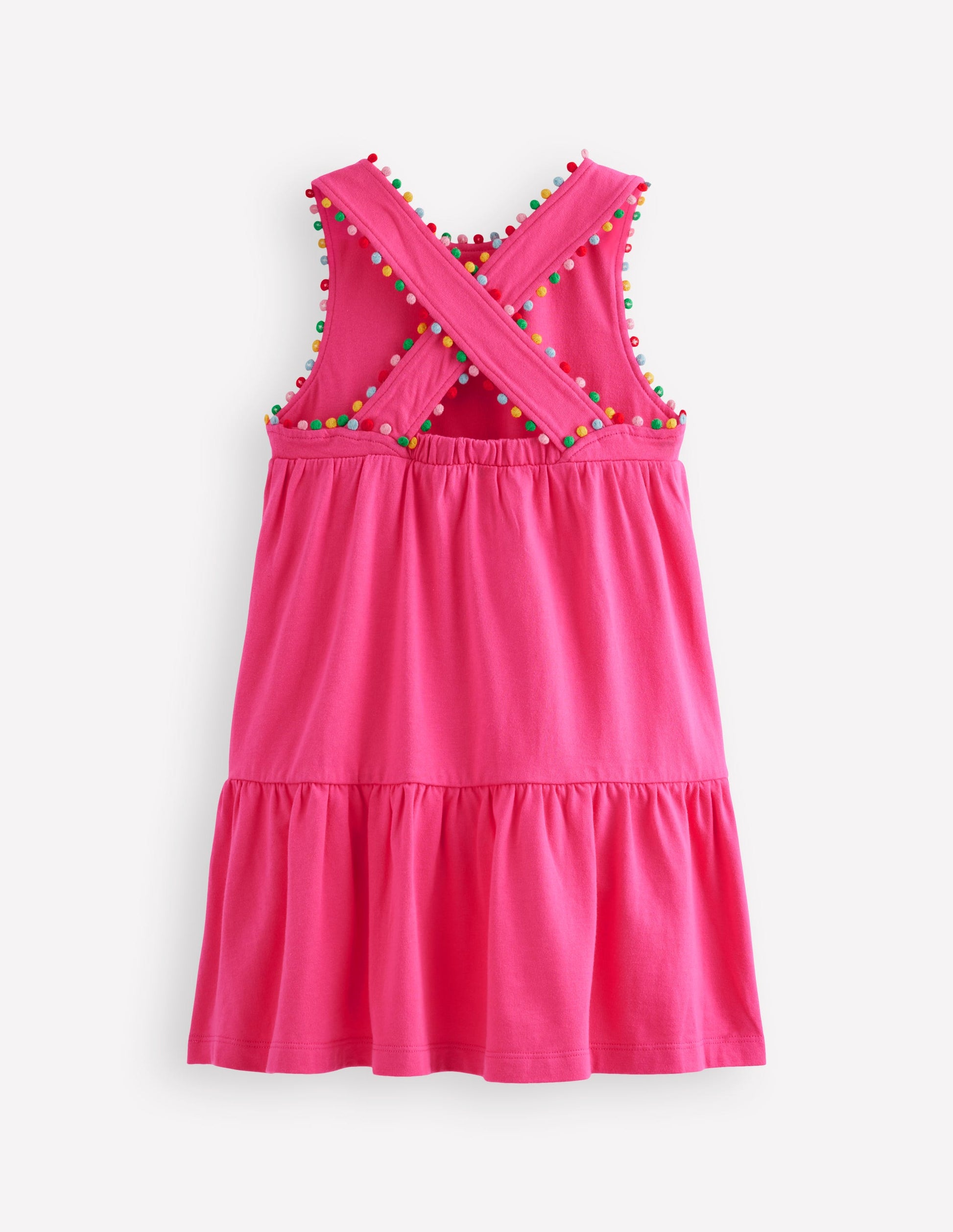 Robe croisée dans le dos en jersey-Rose flamant-2