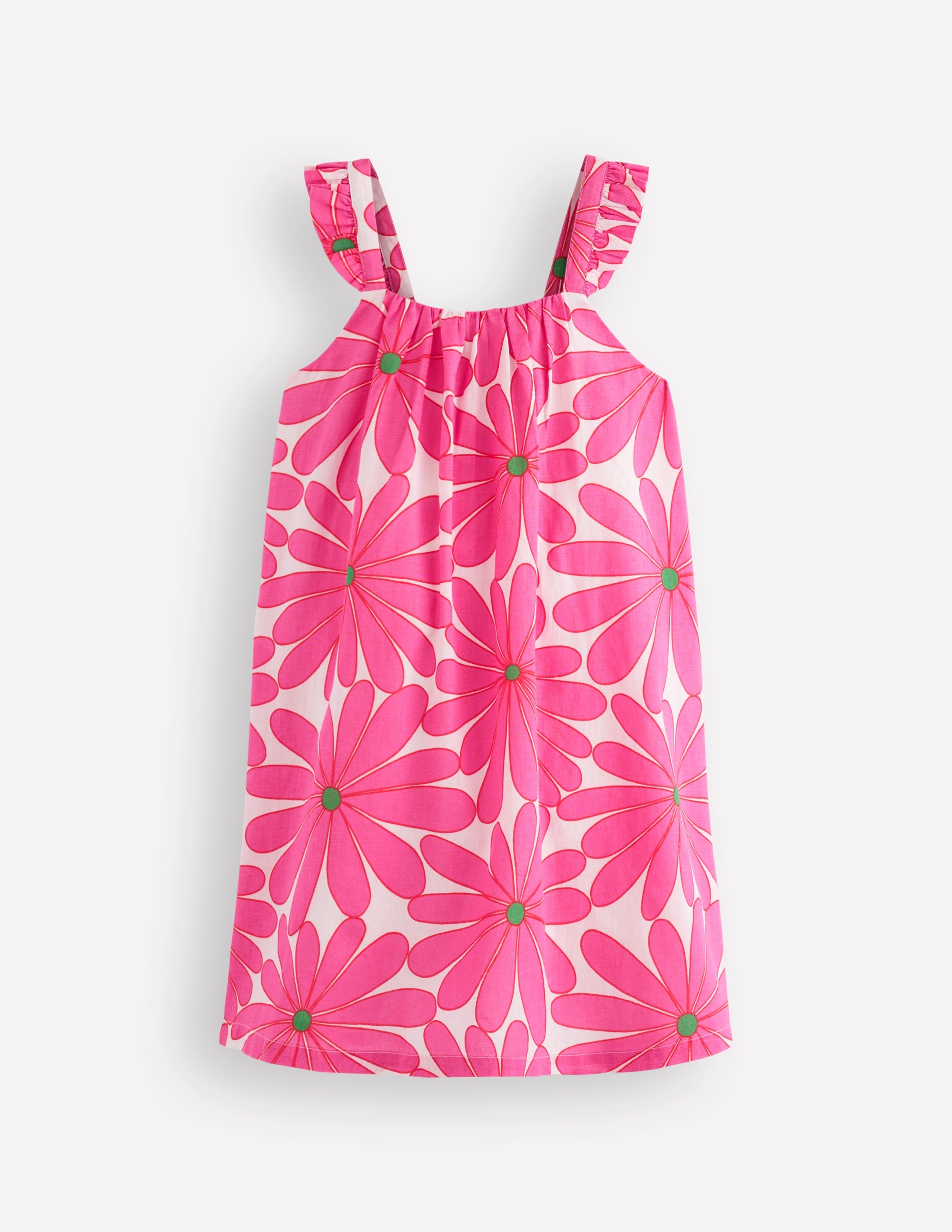 Sommerkleid mit Rüschenträgern-Festivalrosa Riesengänseblümchen - Image 1
