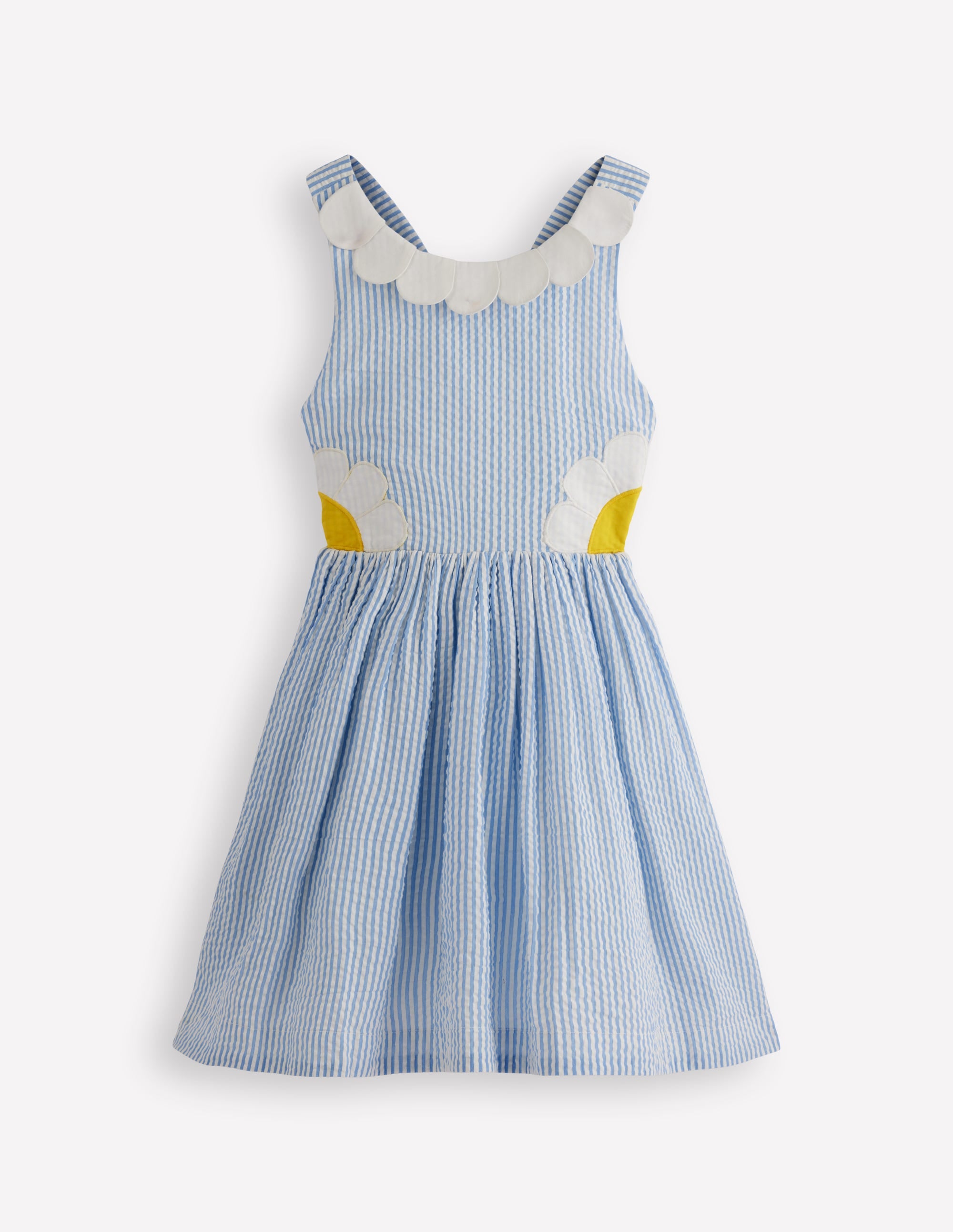 Robe fantaisie croisée dans le dos-Appliqué pâquerette bleu - Image 4