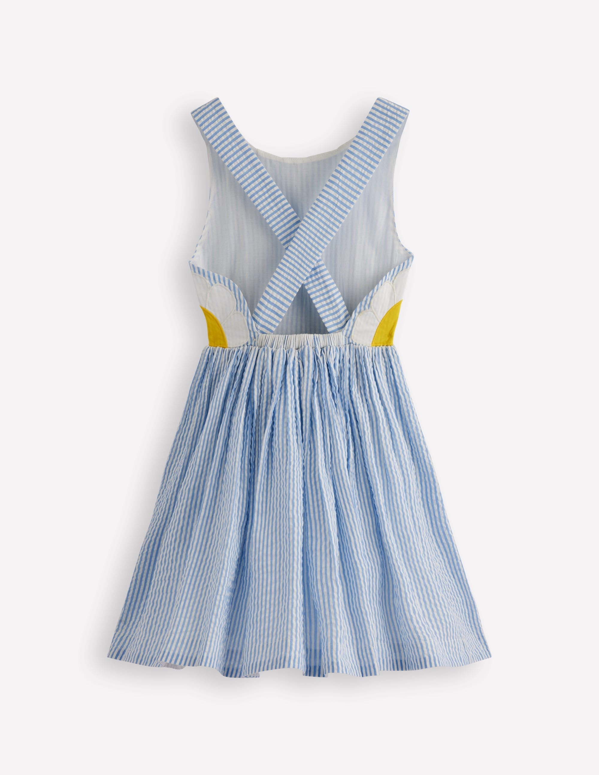 Robe fantaisie croisée dans le dos-Appliqué pâquerette bleu - Image 5