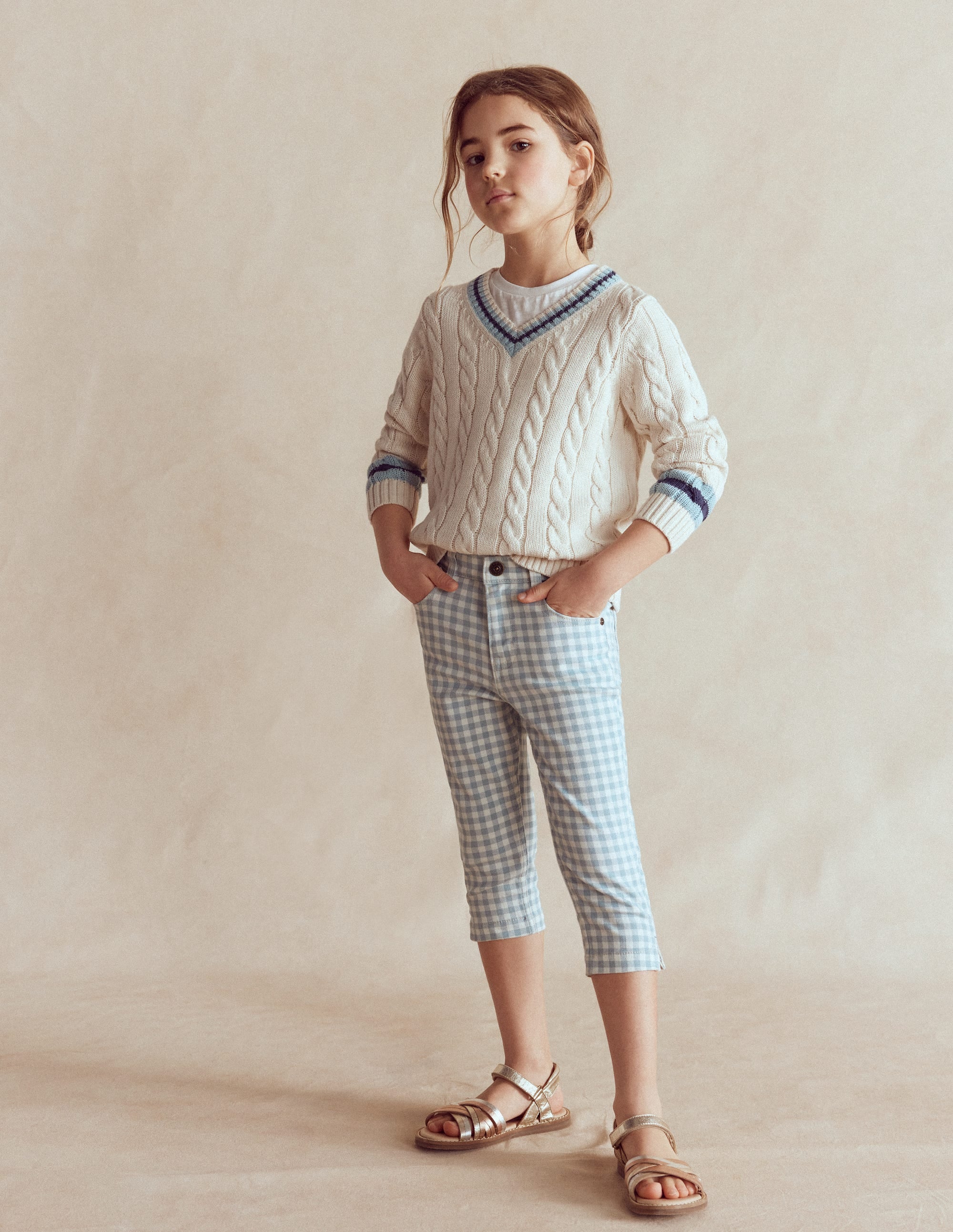 Caprihose-Blau Karo - Image 1