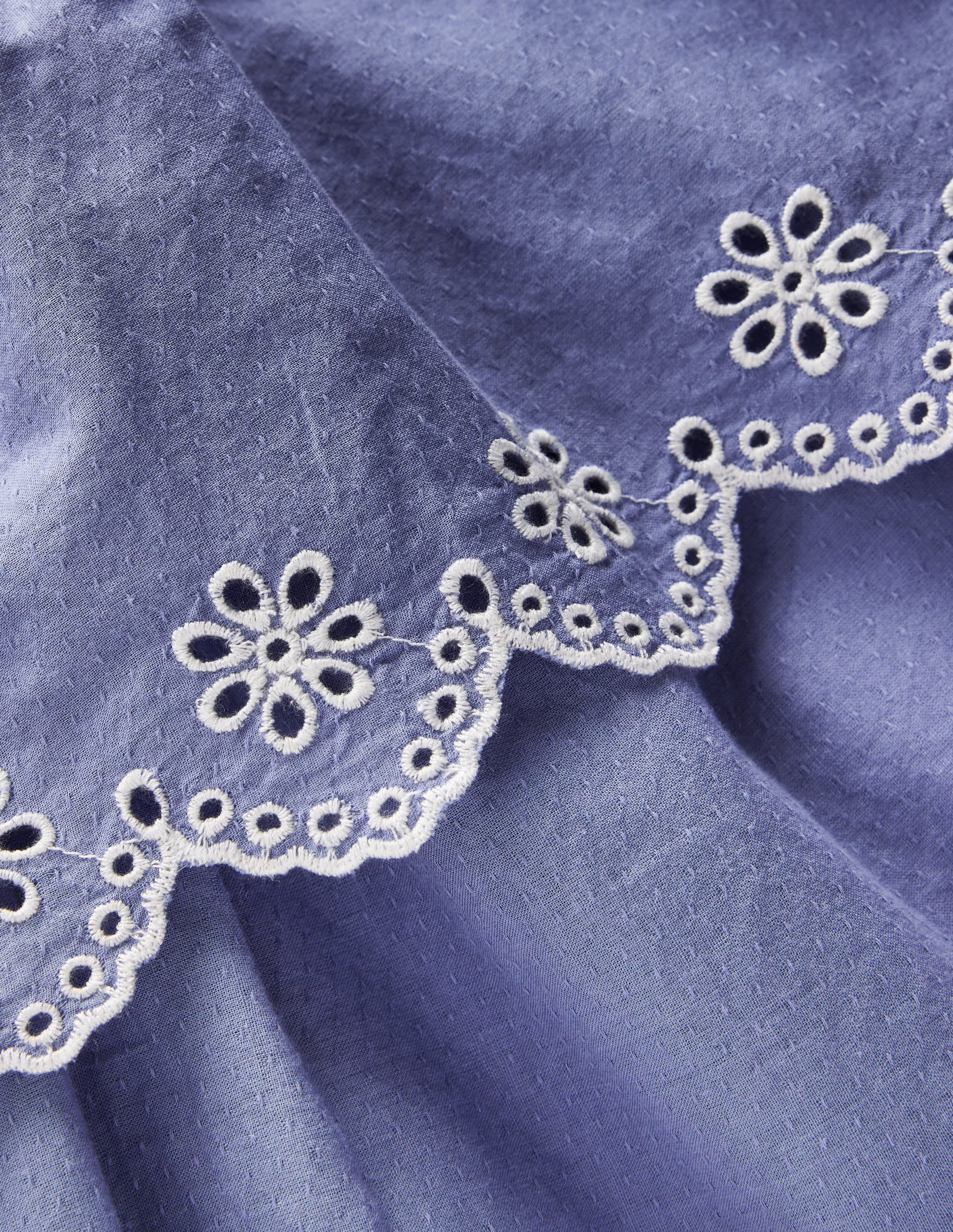 Robe style années 80 en jersey à broderie anglaise-Bleu ancien - Image 5