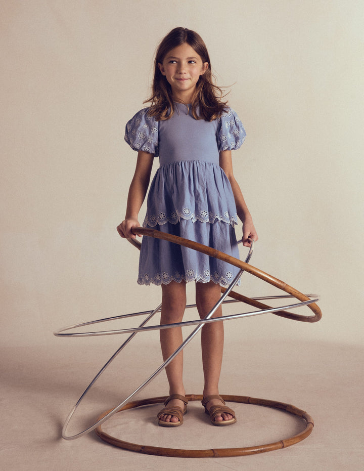 Rara Jerseykleid mit Lochstickerei-Dämmerungsblau