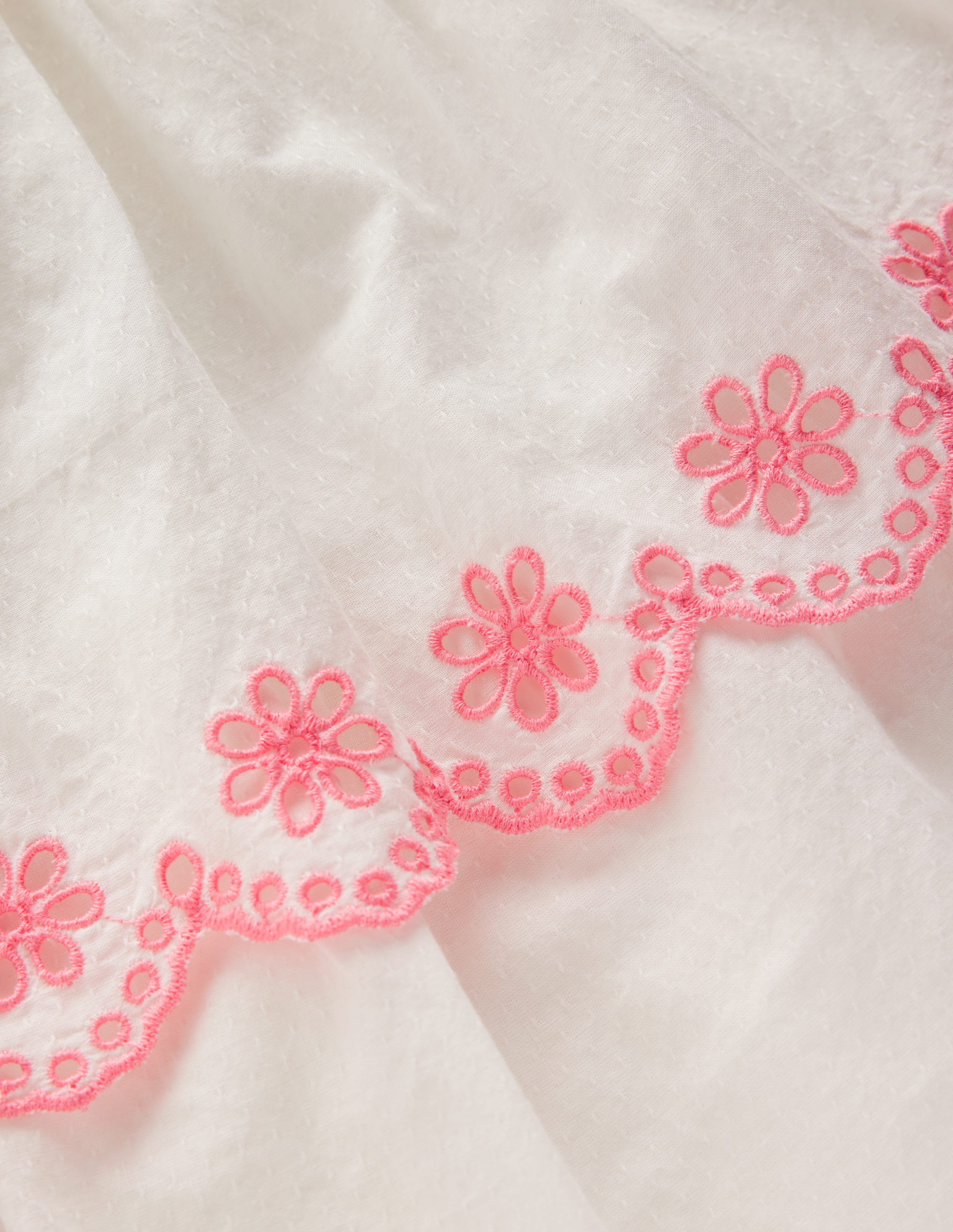 Robe style années 80 en jersey à broderie anglaise-Ivoire doux/rose saumon - Image 3