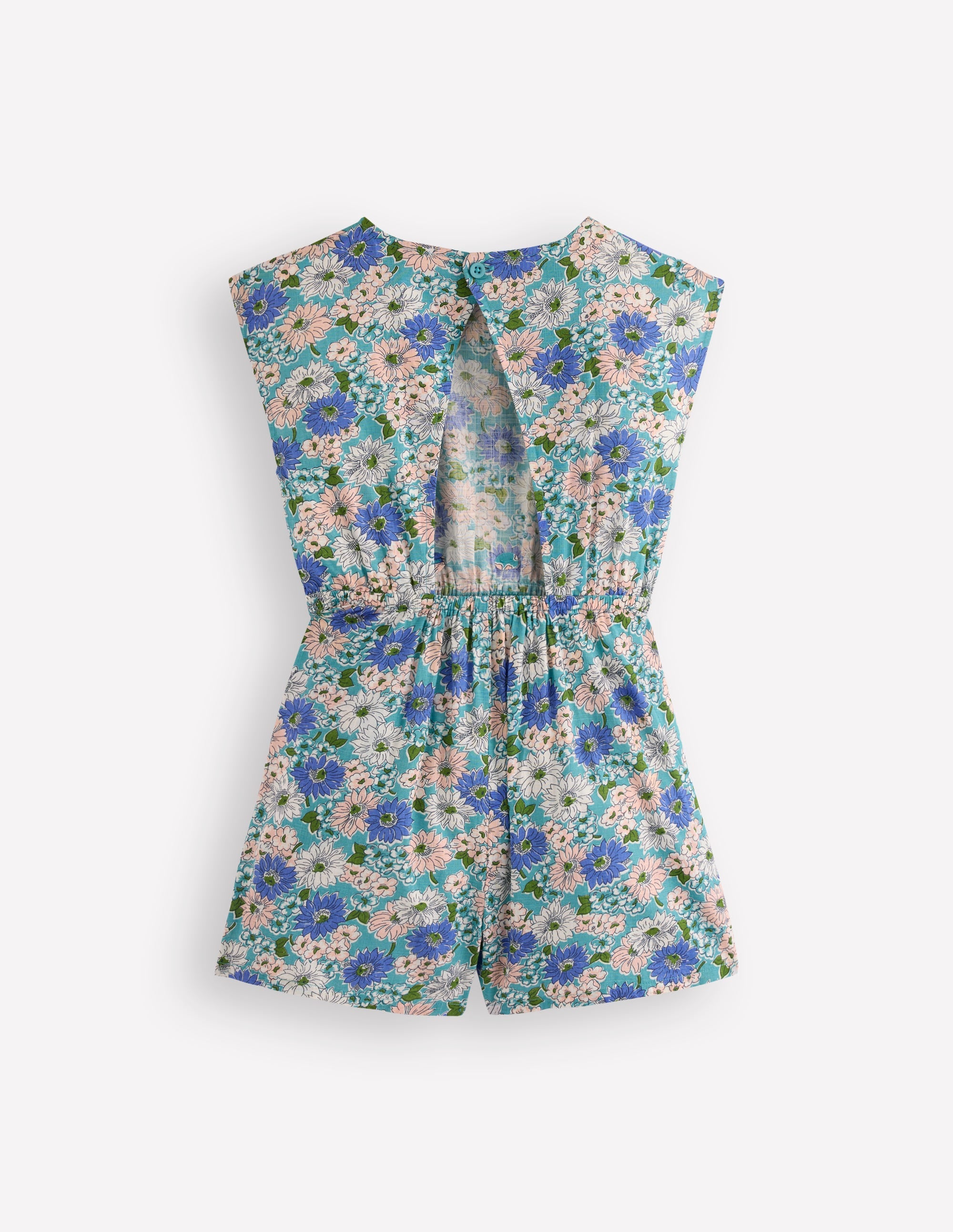 Gewebter Jumpsuit mit Bindegürtel-Blau Geblümt - Image 5