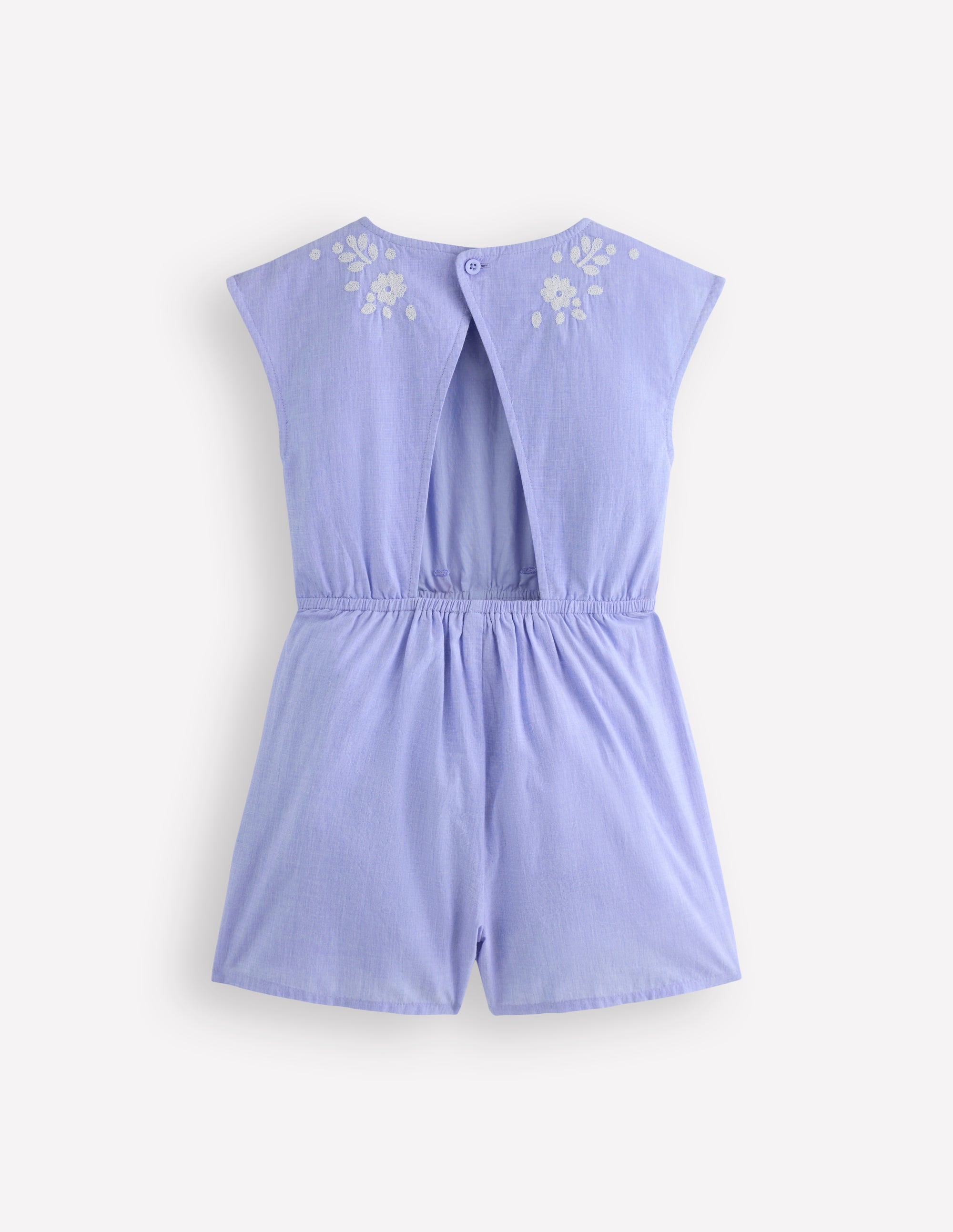 Gewebter Jumpsuit mit Bindegürtel-Denim Stickerei - Image 2