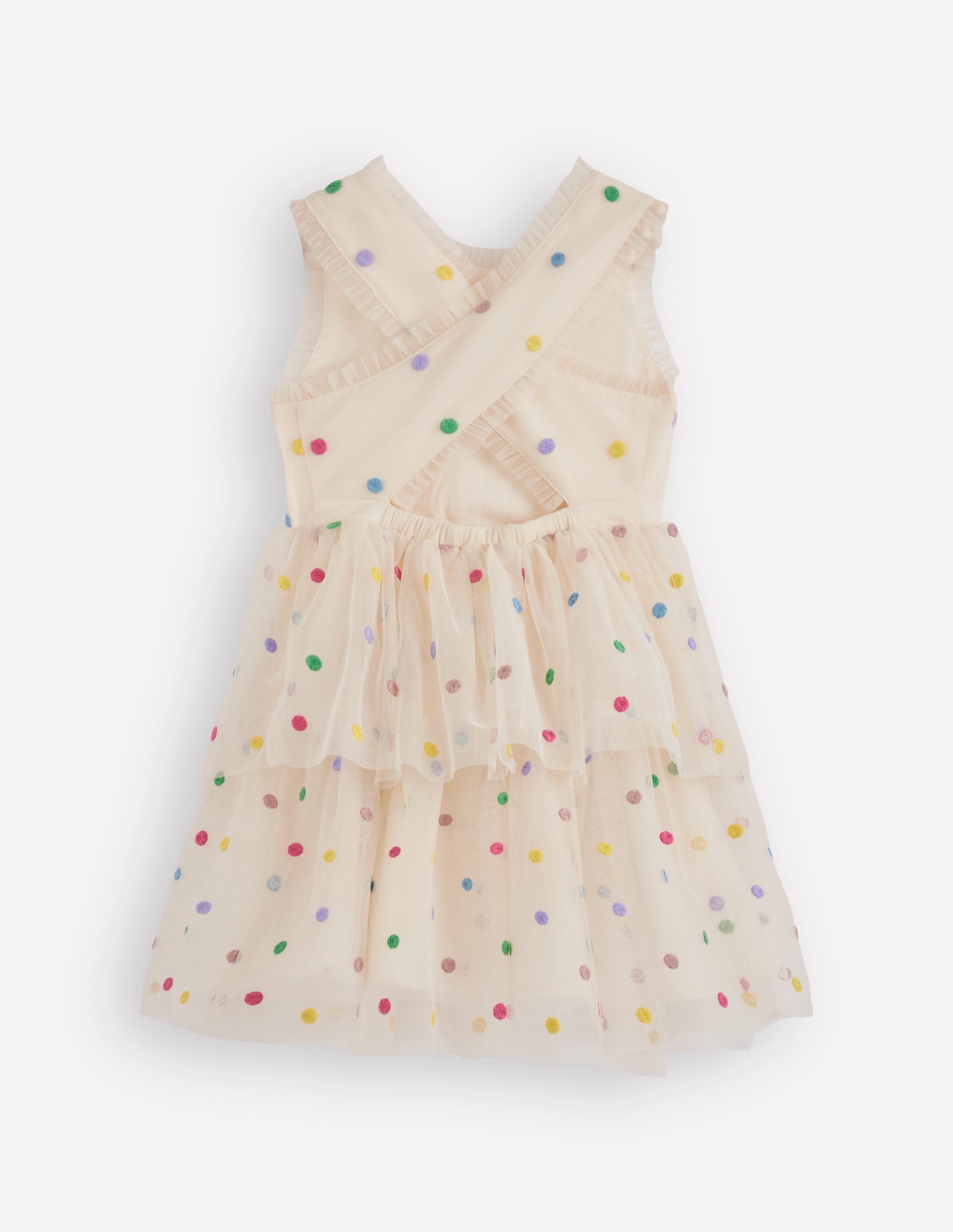 Gepunktetes Kleid für besondere Anlässe-Sanftes Naturweiß Bunt Punkte - Image 6