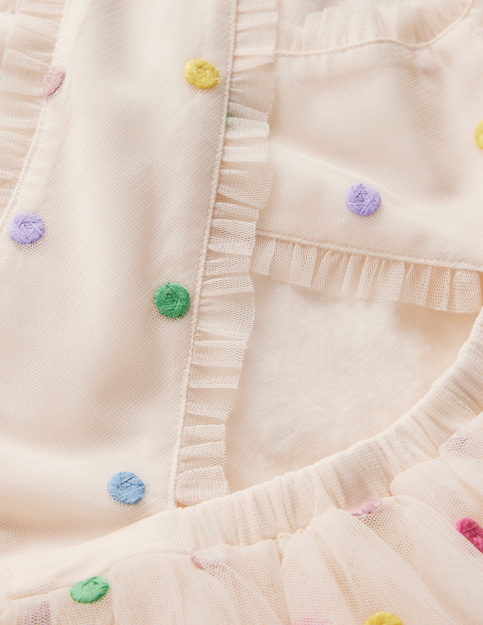 Gepunktetes Kleid für besondere Anlässe-Sanftes Naturweiß Bunt Punkte-4