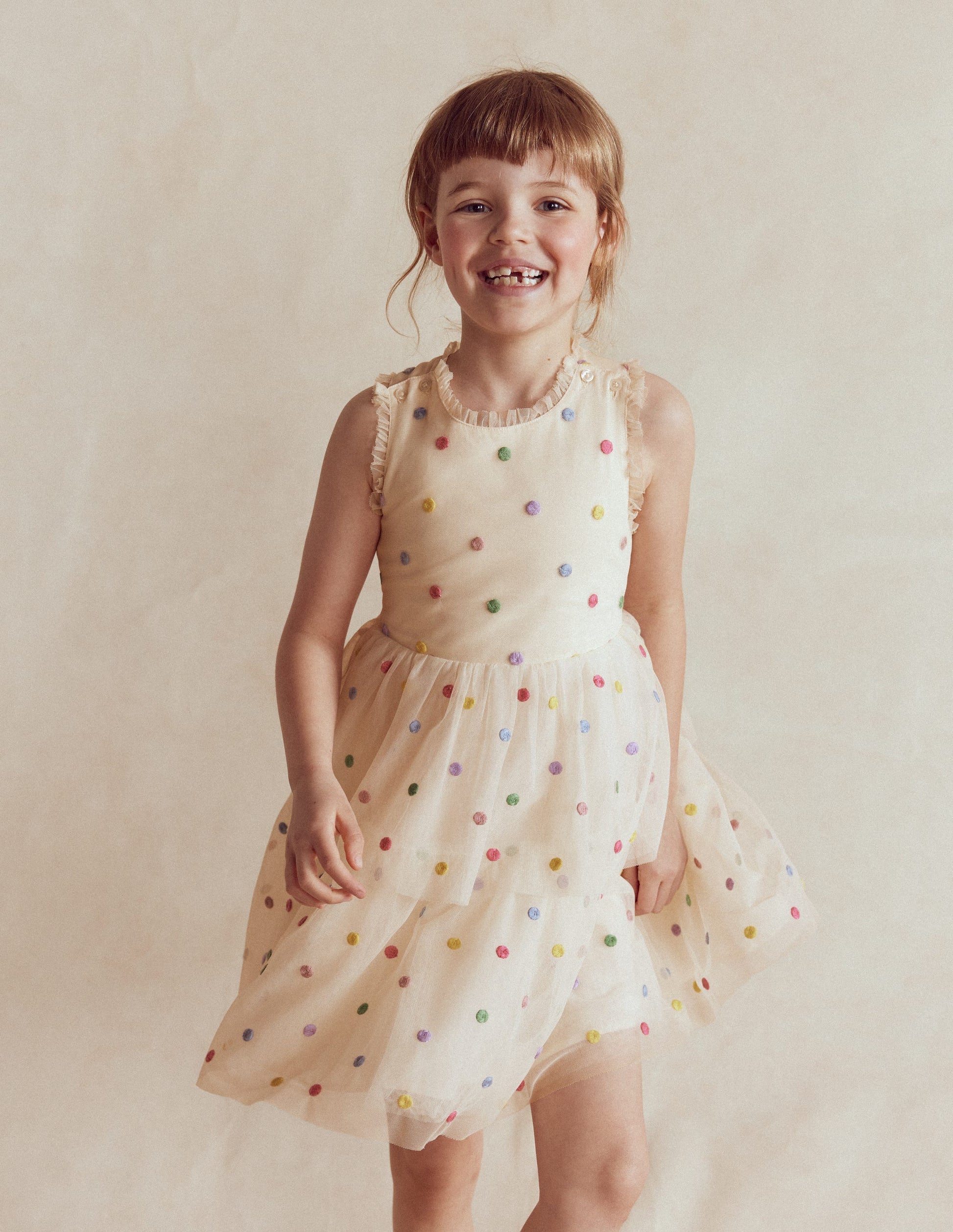 Robe de cérémonie à pois-Pois multi ivoire doux-2