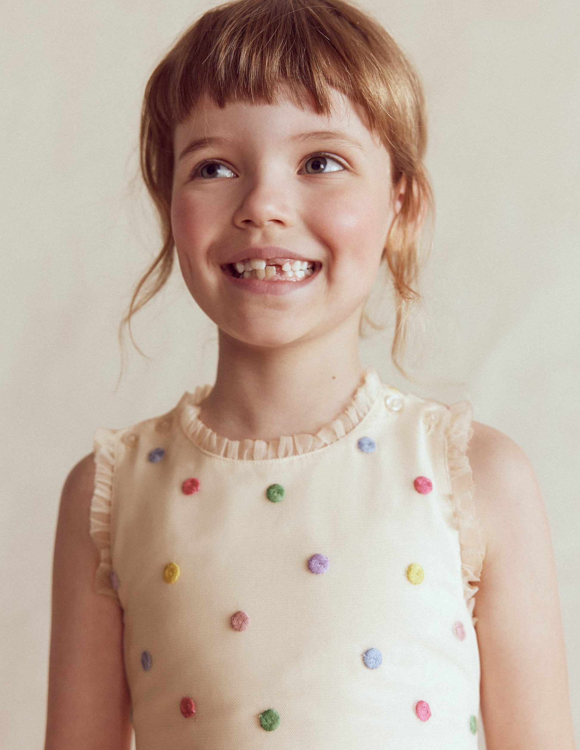 Robe de cérémonie à pois-Pois multi ivoire doux-4