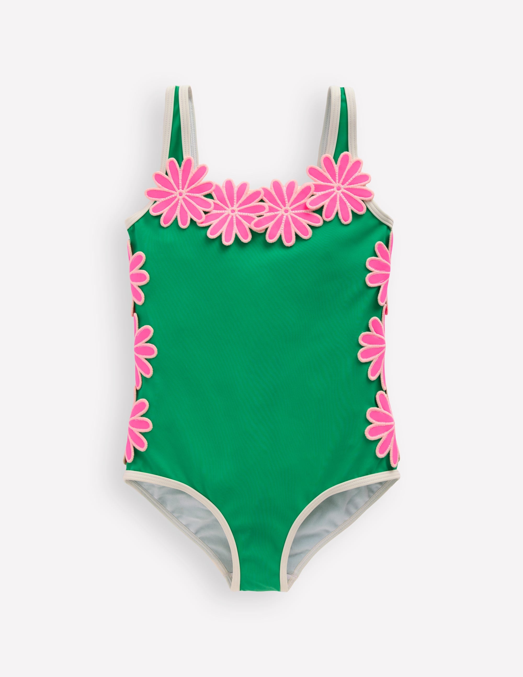 Maillot de bain à appliqué-Pâquerette vert petit pois/rose sorbet - Image 1