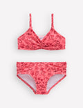Bikini froncé-Motif vacances rose