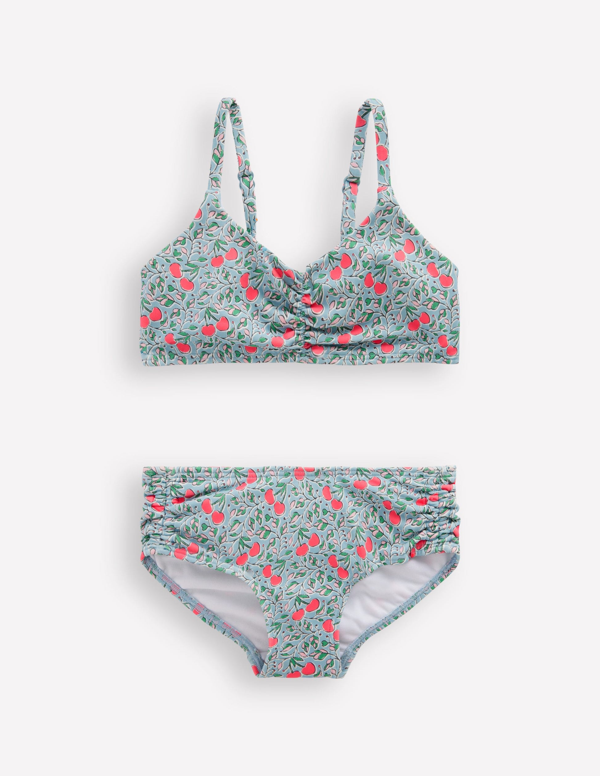 Geraffter Bikini-Nebelblau Kirschzweige-1