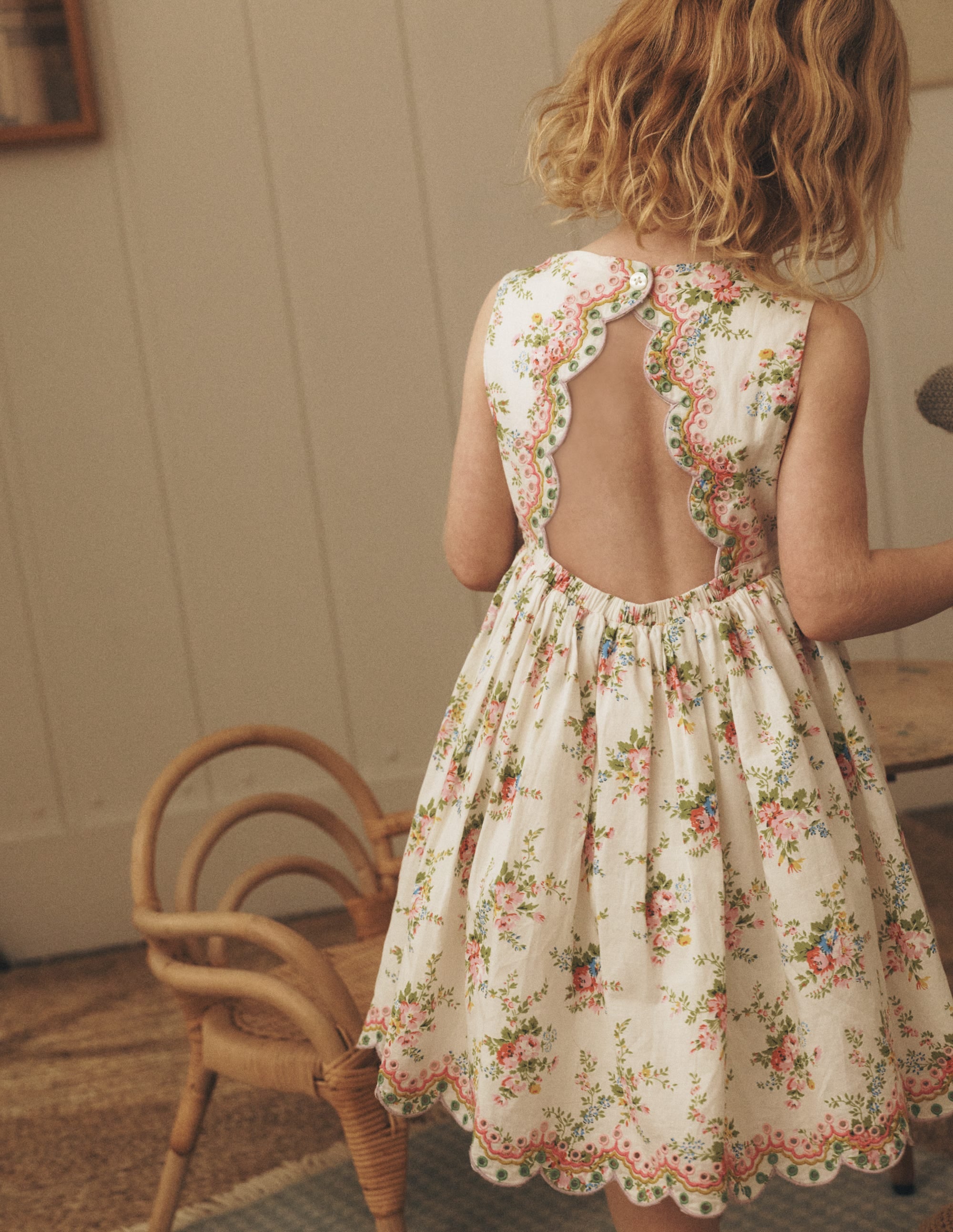 Broderie Back Detail Dress-Soft Ivory Rosa - Image 4