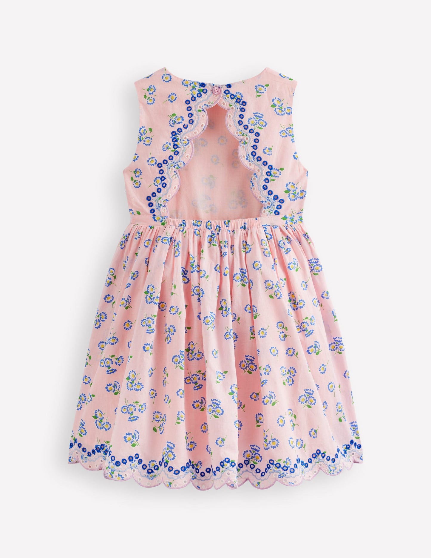 Kleid mit Lochstickerei am Rücken-Kreiderosa Blümchen