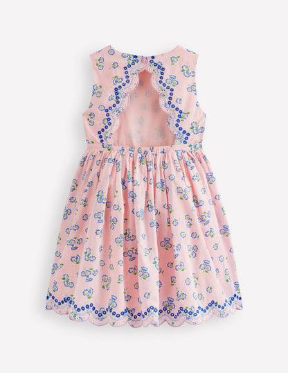 Kleid mit Lochstickerei am Rücken-Kreiderosa Blümchen-2