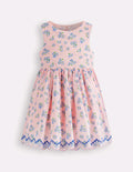 Kleid mit Lochstickerei am Rücken-Kreiderosa Blümchen