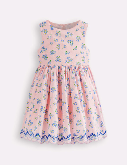 Broderie Back Detail Dress-Chalk Pink Ditsy