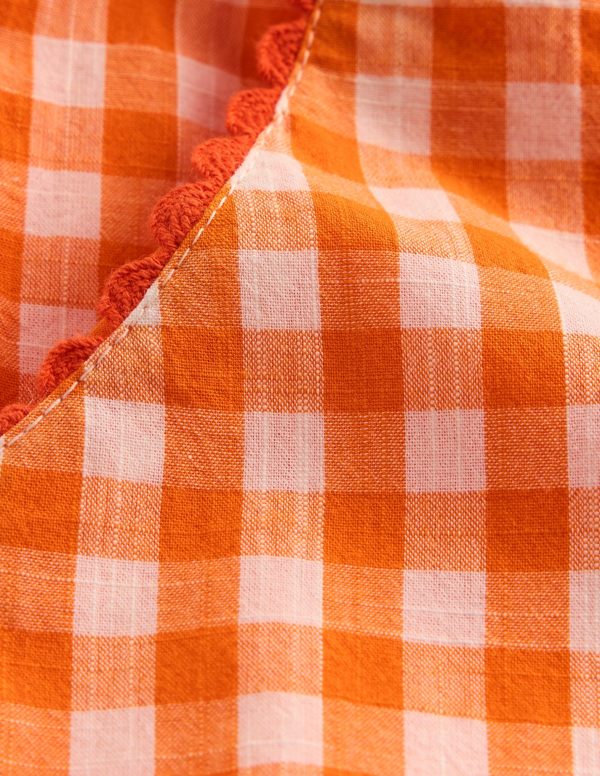 Hose mit weitem Bein-Orange/Naturweiß Vichykaro-4