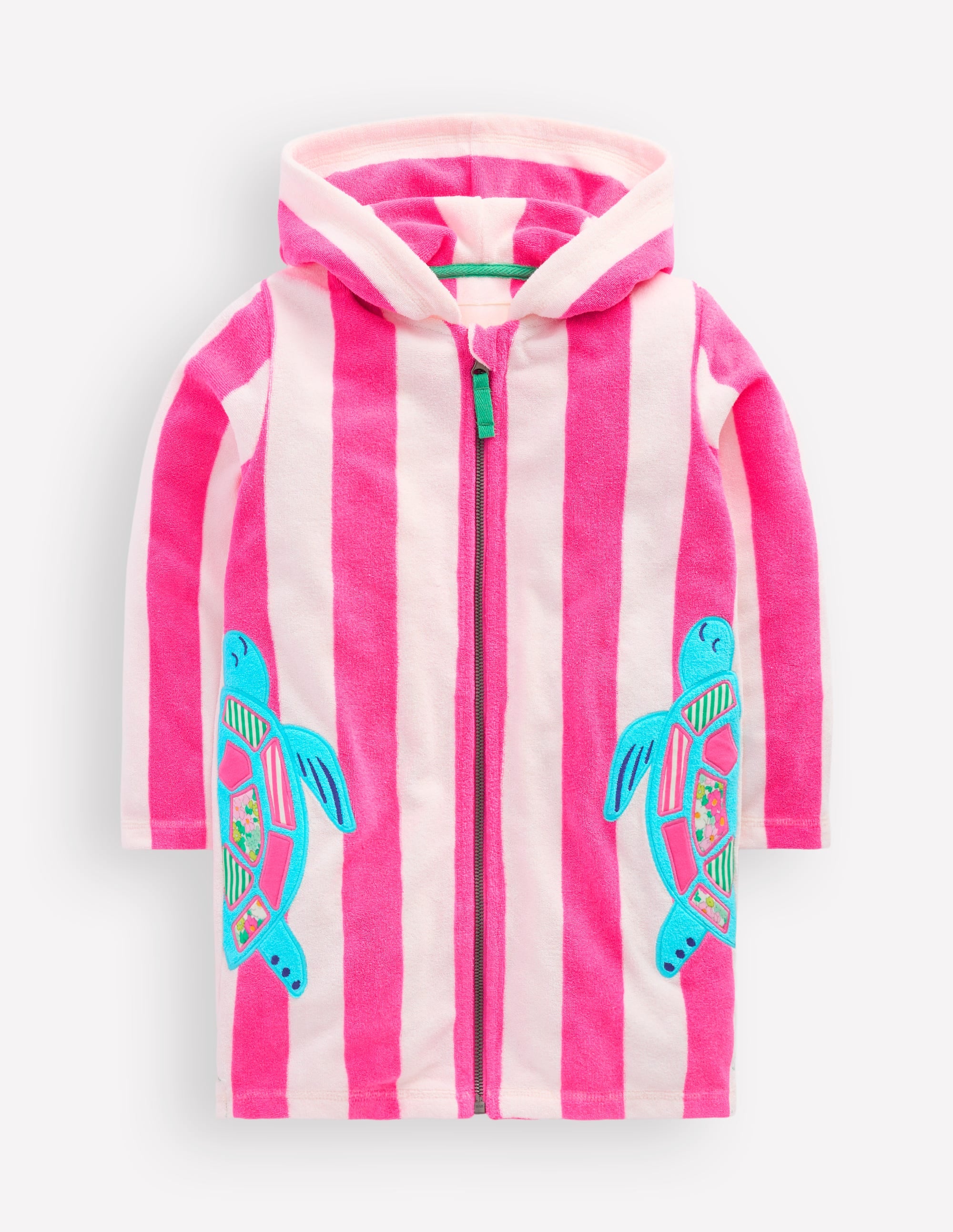 Poncho fun zippé Romie en éponge-Tortues rose sorbet - Image 2
