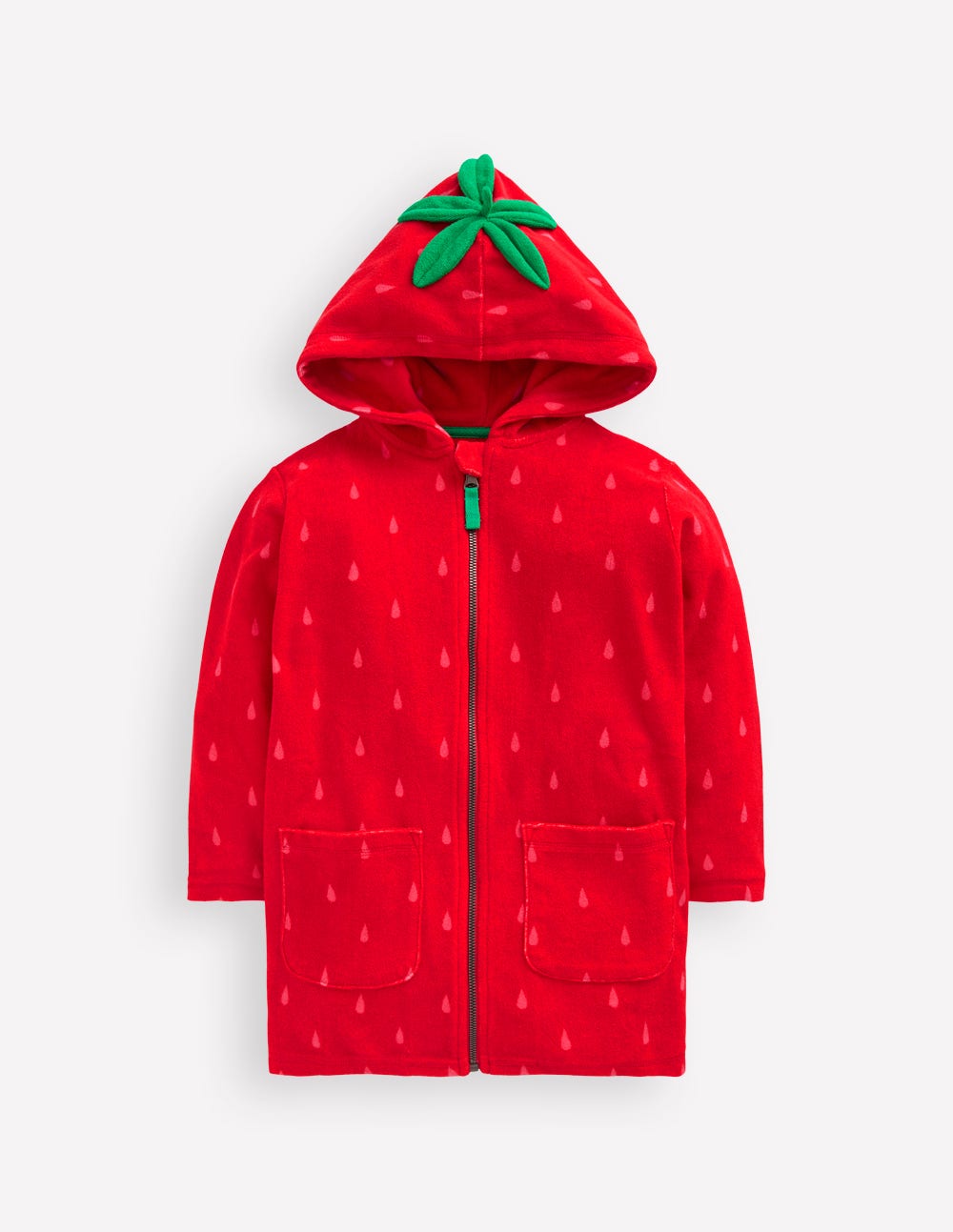 Romie Origineller Frottee-Badeponcho mit Reißverschluss-Erbeerkuchenrot - Image 2
