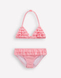 Bikini à volants-Rayé rose saumon