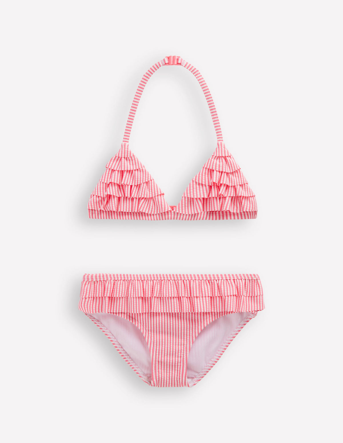 Bikini mit Rüschen-Lachsrosa Streifen - Image 1