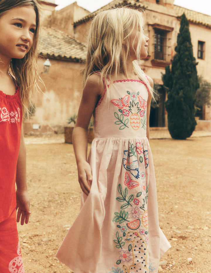 Sommerkleid mit Logo-Kreiderosa