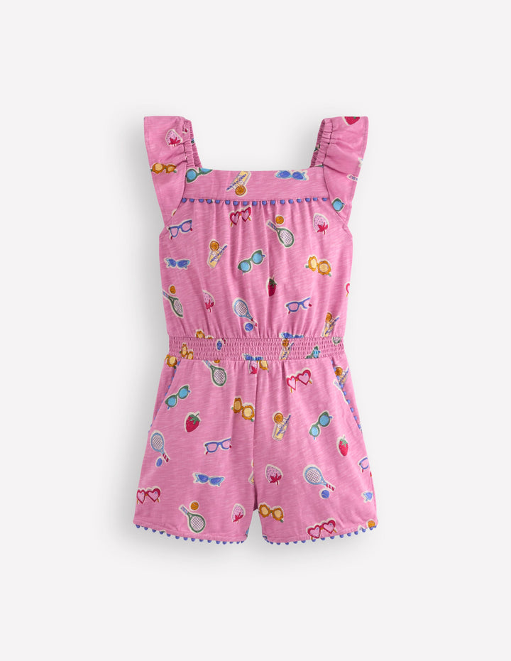 Ciara Jersey-Spielanzug mit Bommelbesatz-Kirschblütenrosa Ferien