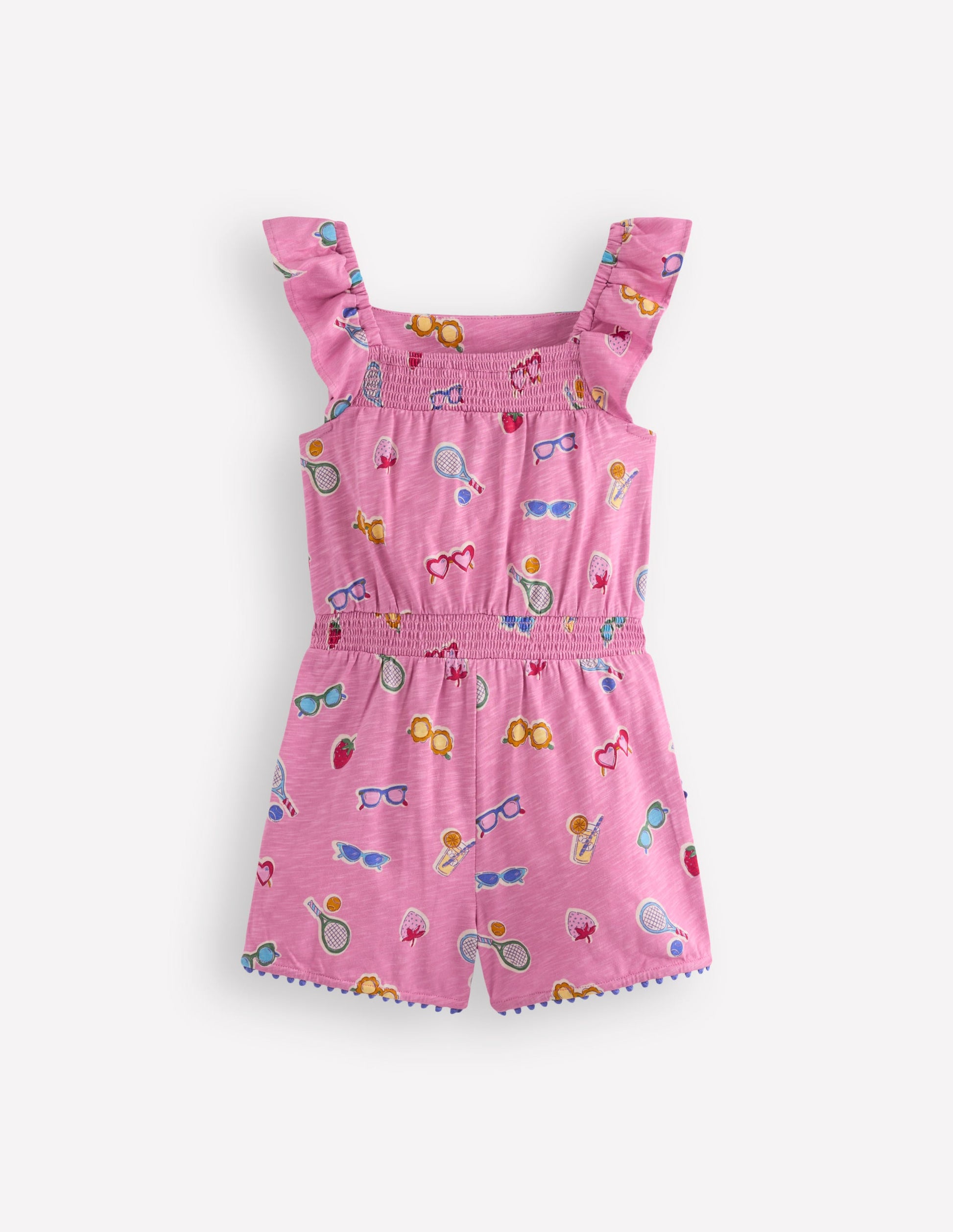 Ciara Jersey-Spielanzug mit Bommelbesatz-Kirschblütenrosa Ferien-2