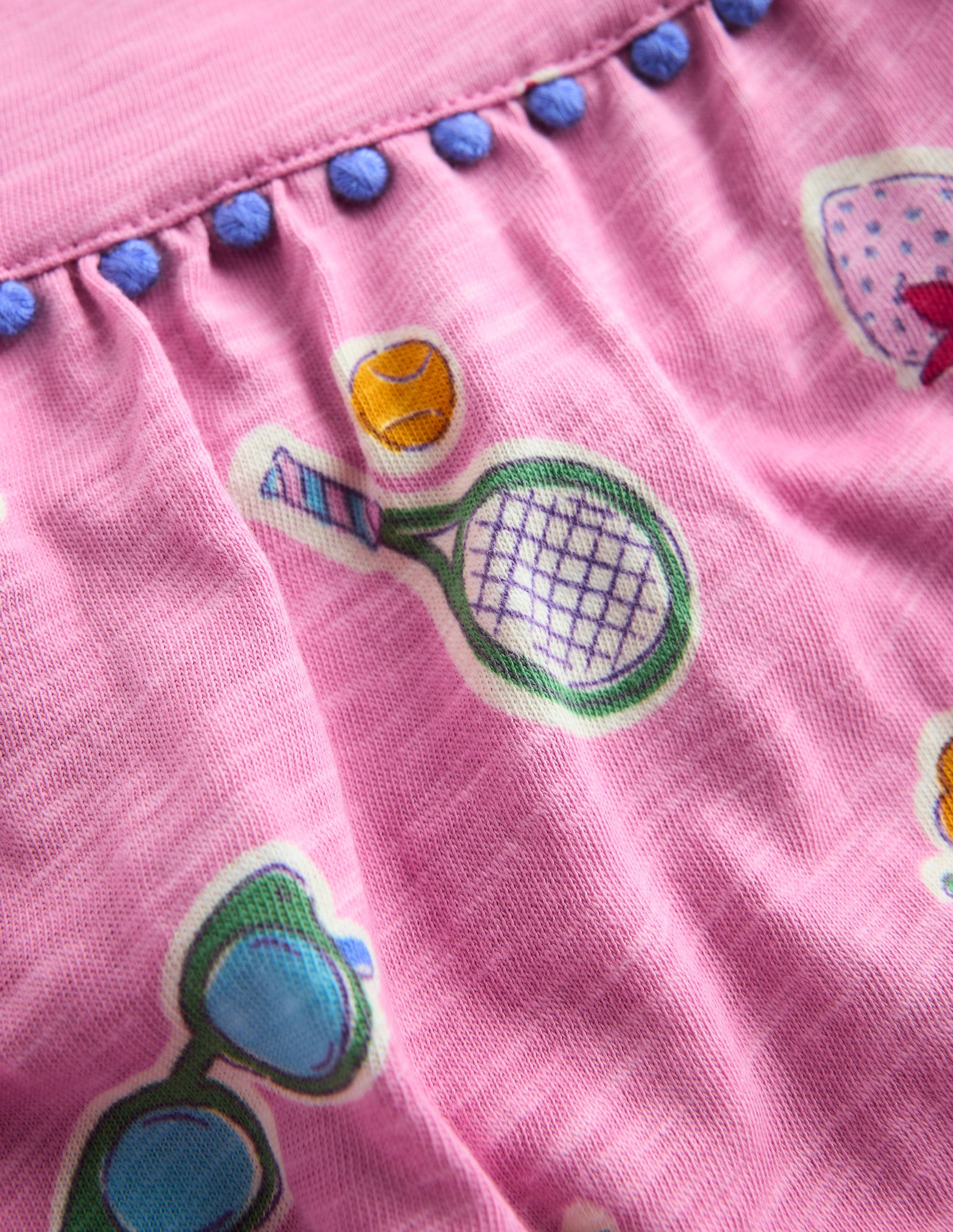 Ciara Jersey-Spielanzug mit Bommelbesatz-Kirschblütenrosa Ferien-3