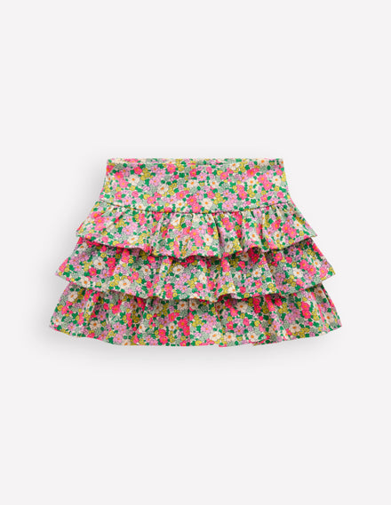 Jersey-Skort mit Rüschen-Bunt Sommer Blumenbeet