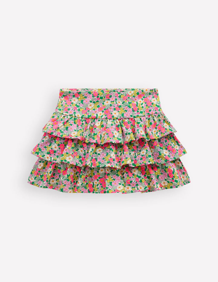 Jersey-Skort mit Rüschen-Bunt Sommer Blumenbeet