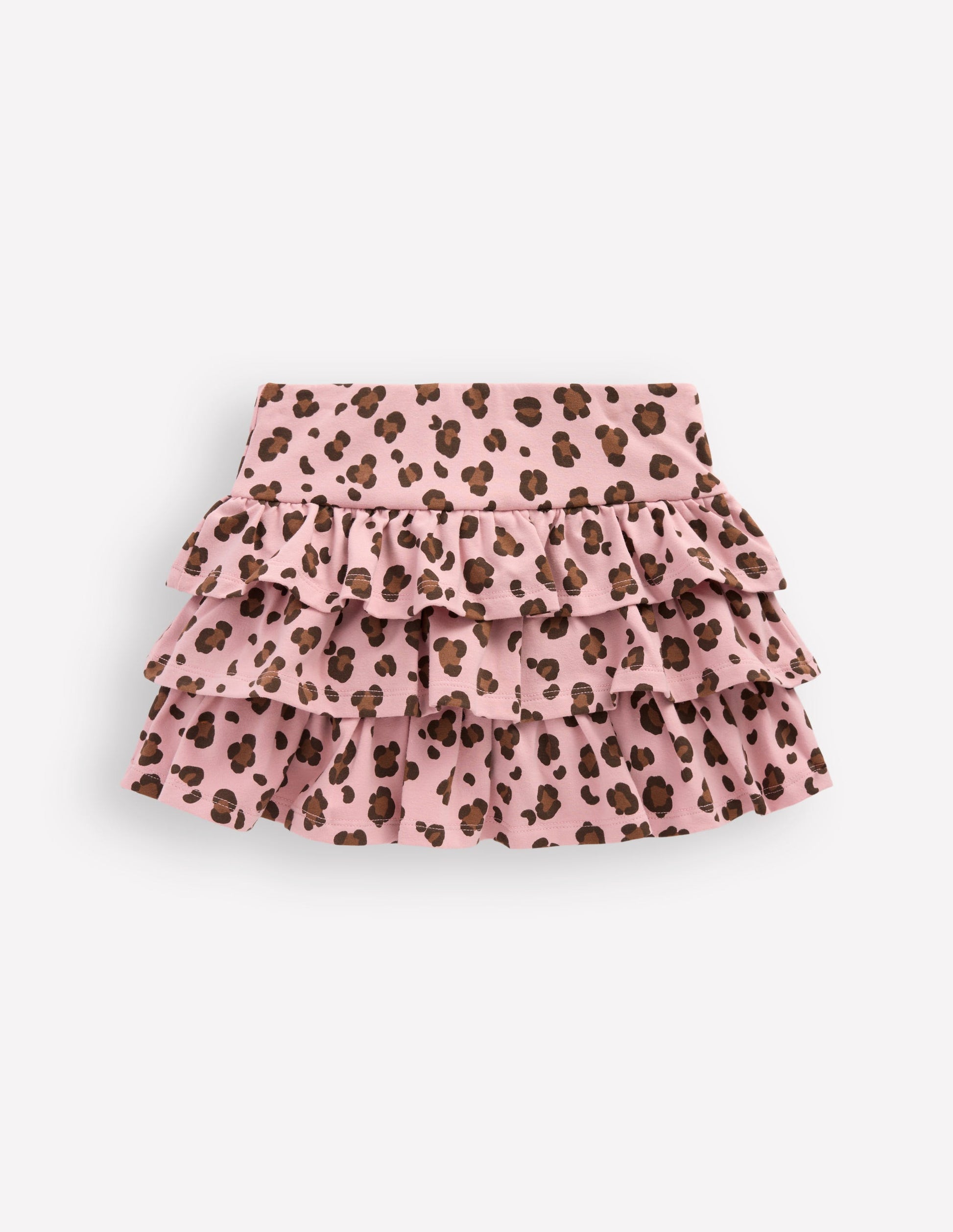 Jersey-Skort mit Rüschen-Pink Leopardenmuster-2