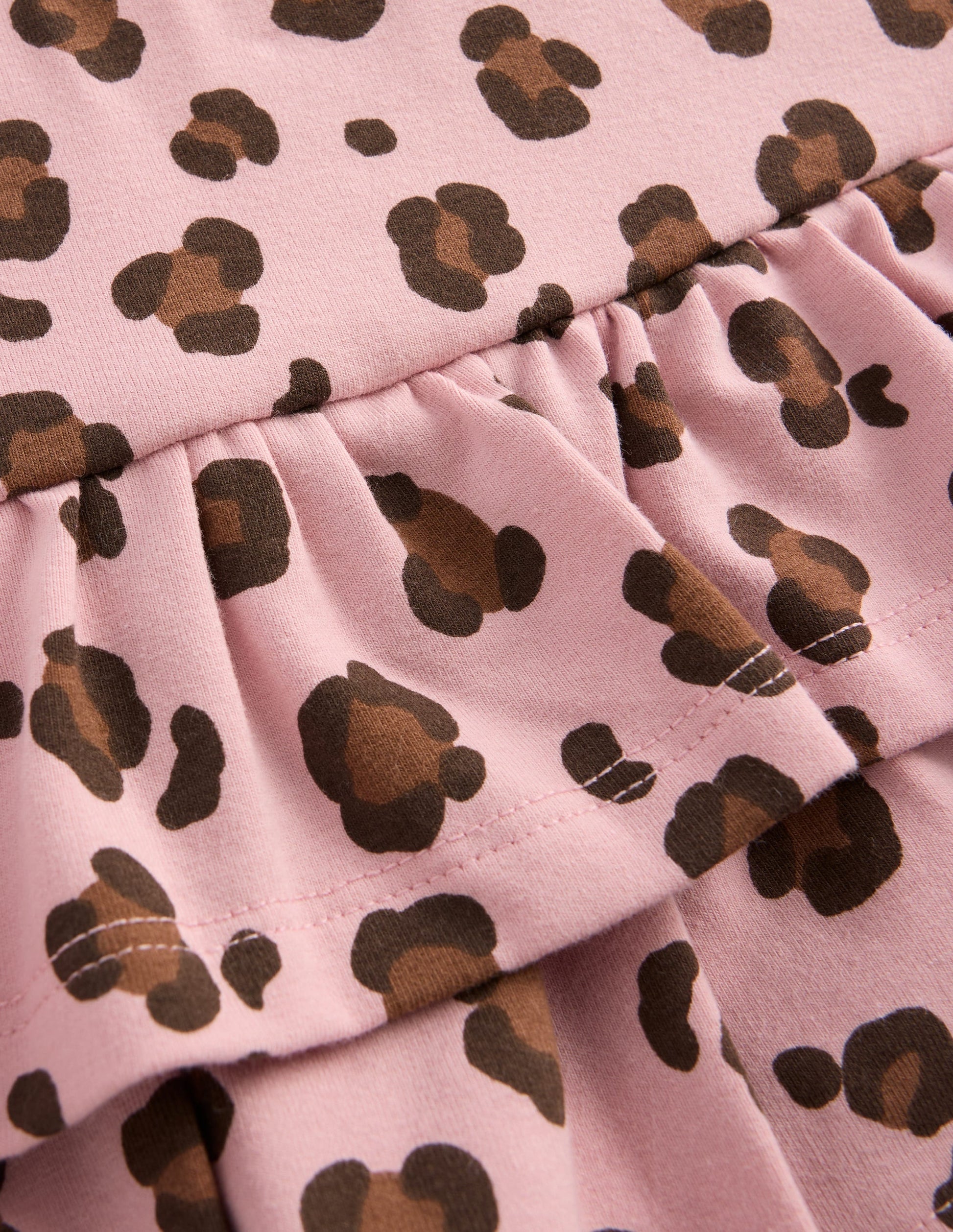 Jersey-Skort mit Rüschen-Pink Leopardenmuster-3