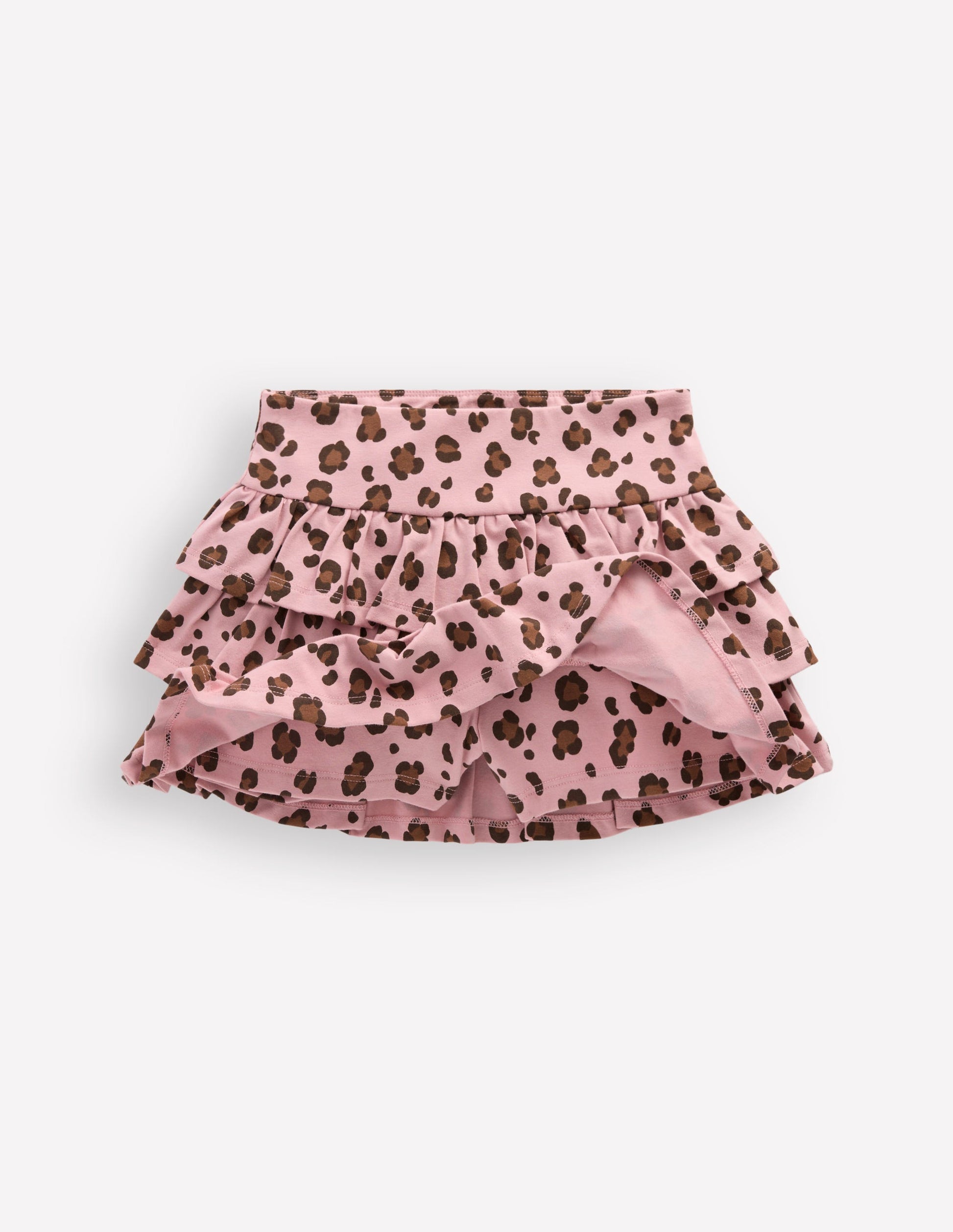 Jersey-Skort mit Rüschen-Pink Leopardenmuster-4