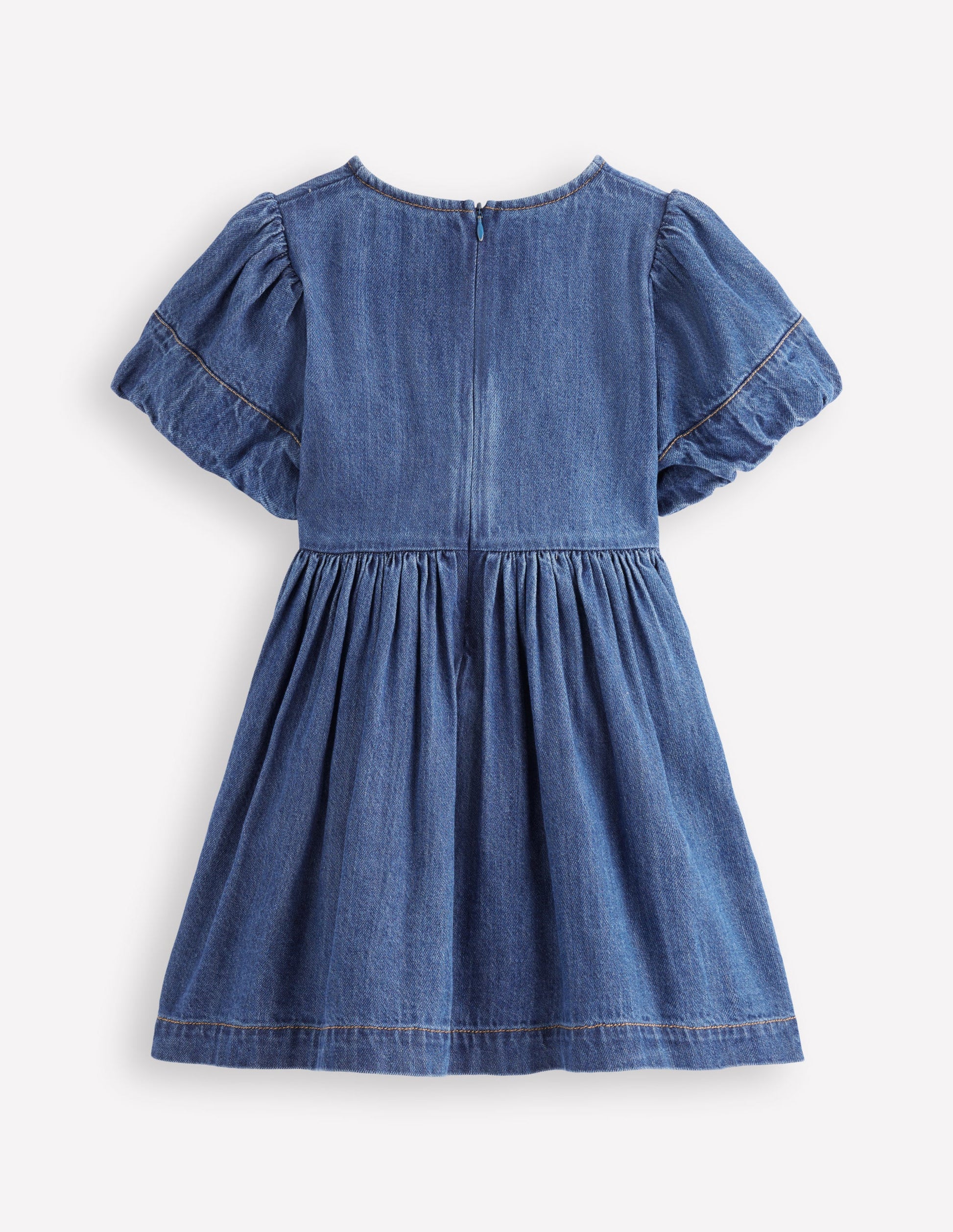 Gewebtes Kleid mit Schleife vorn-Mittlere Mischung Denim-4