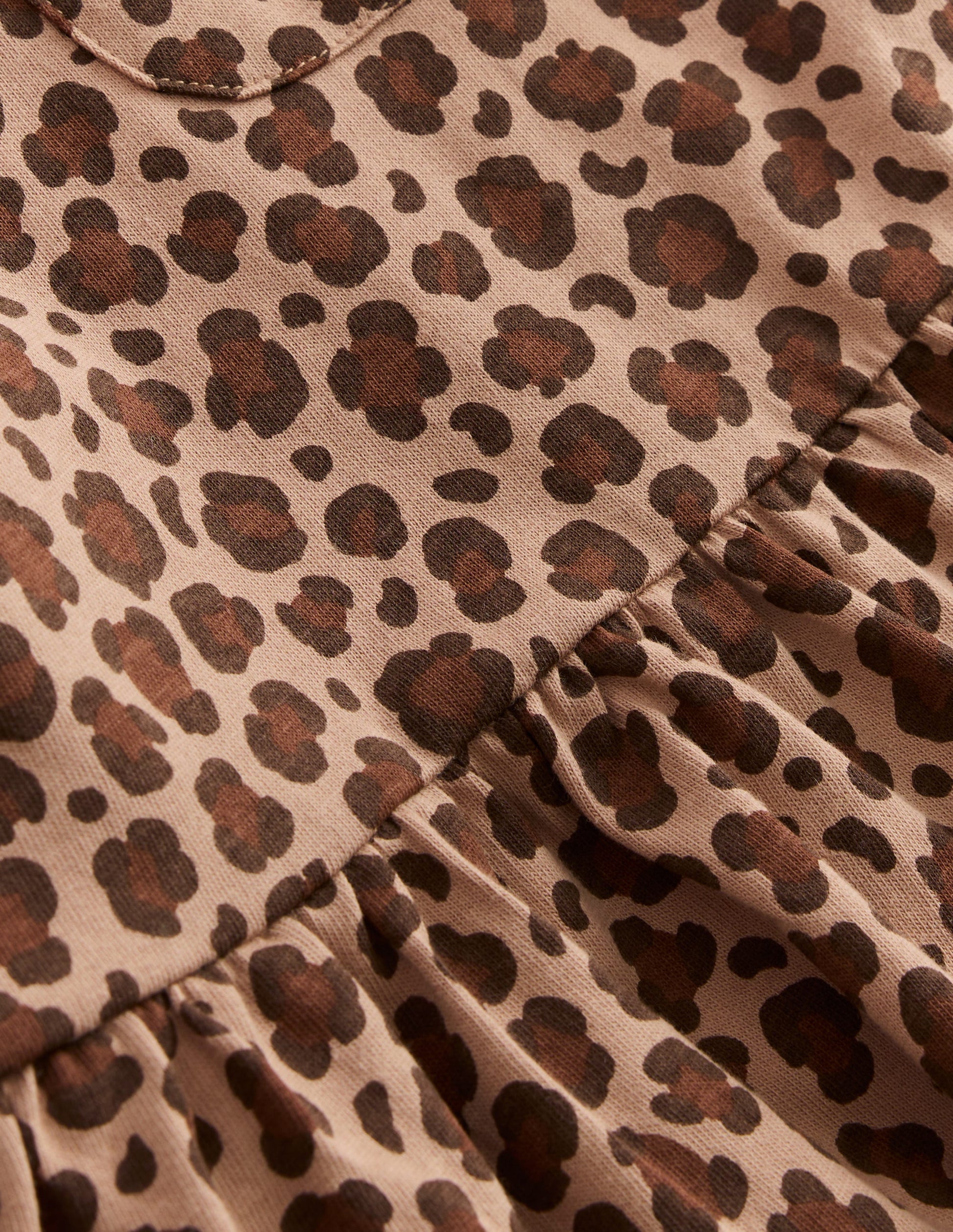 Top à basque et manches courtes-Imprimé léopard marron perdrix-3
