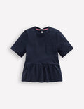 Kurzärmliges Oberteil mit Schößchen-Blazer-Marineblau