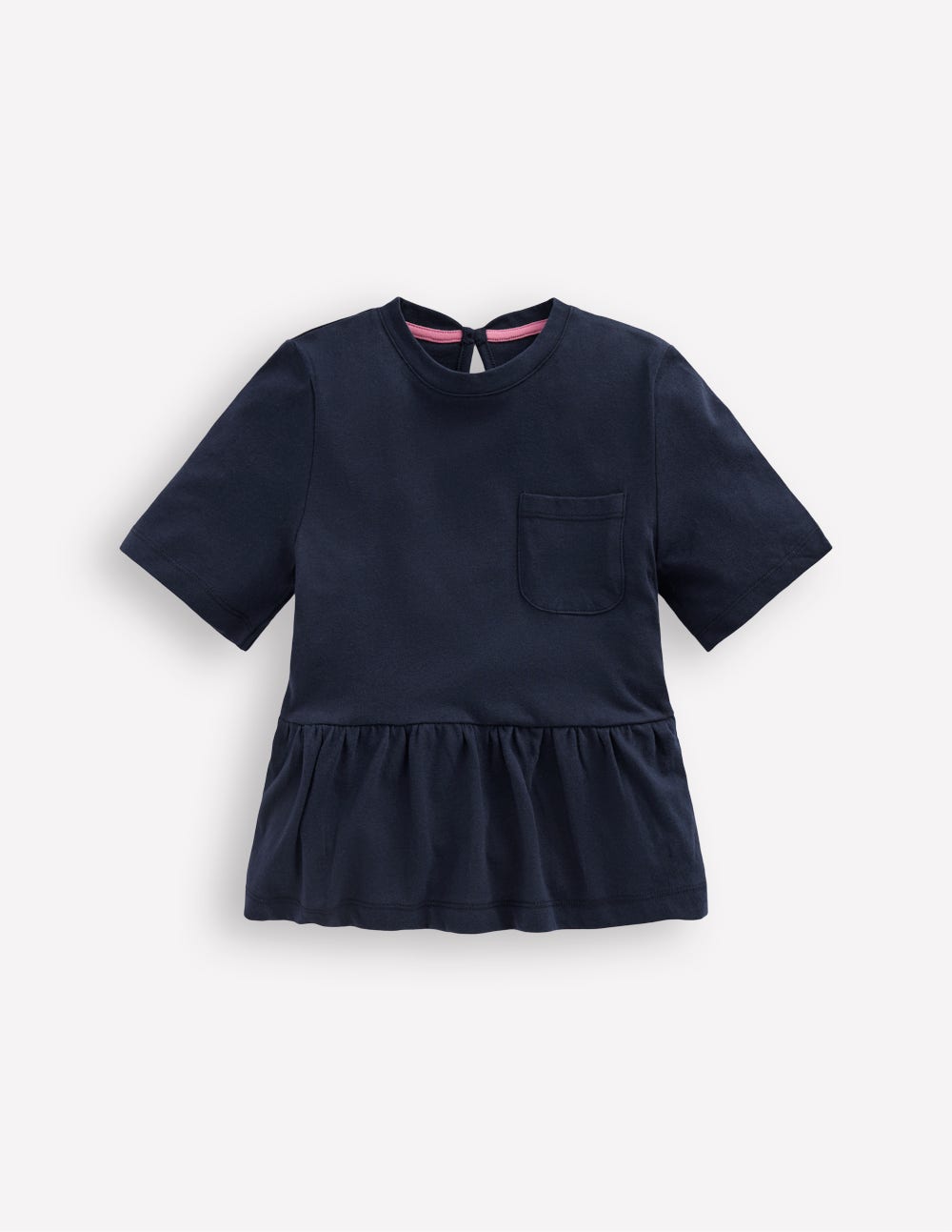 Kurzärmliges Oberteil mit Schößchen-Blazer-Marineblau - Image 1