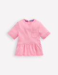 Kurzärmliges Oberteil mit Schößchen-ROSA