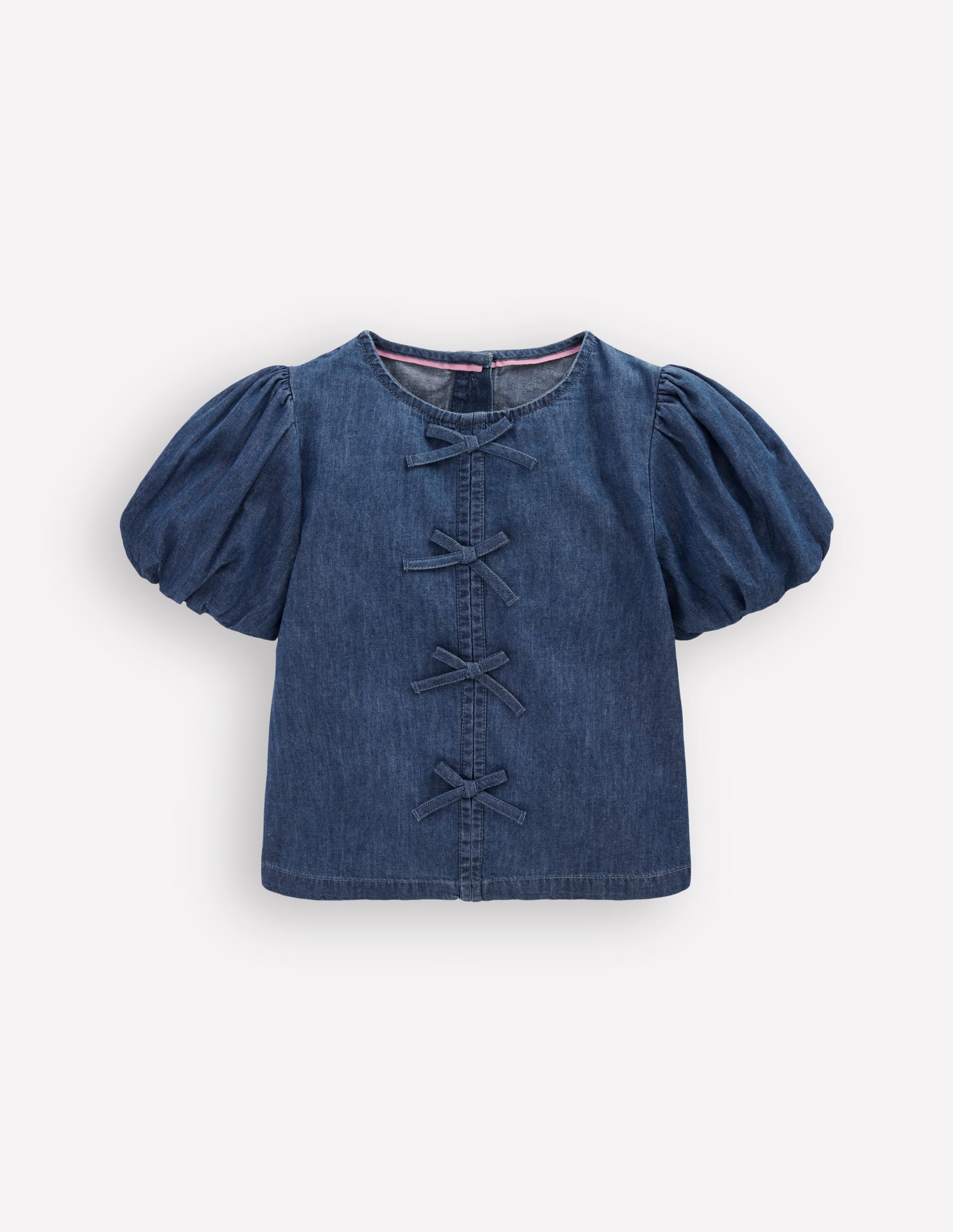 Top tissé à nœuds sur le devant-Bleu chambray - Image 3