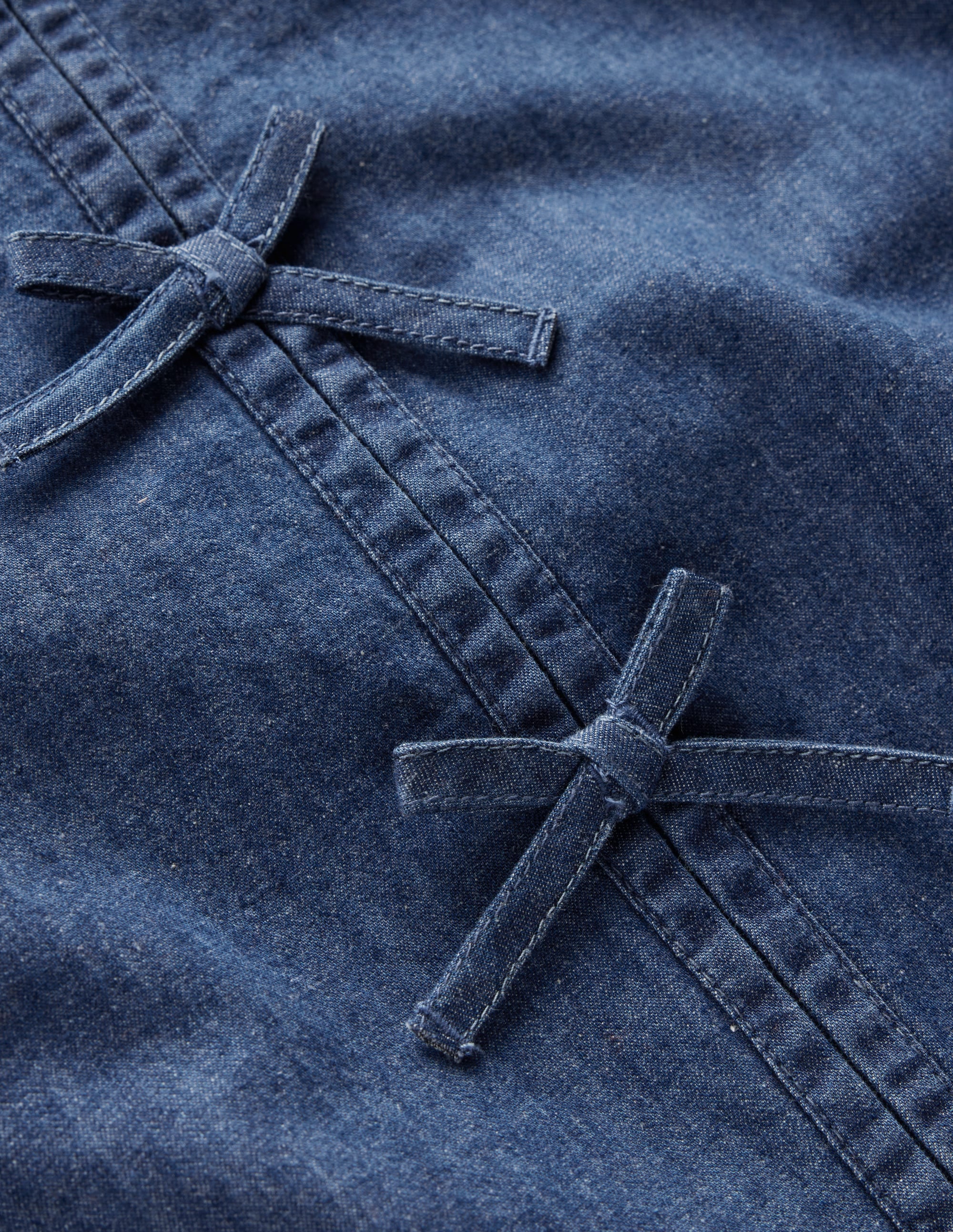 Top tissé à nœuds sur le devant-Bleu chambray - Image 5
