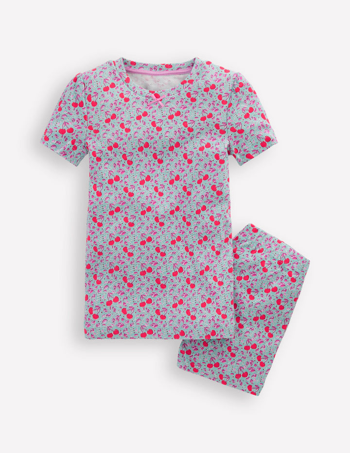 Eng anliegender Pointelle-Schlafanzug-Kirschgarten